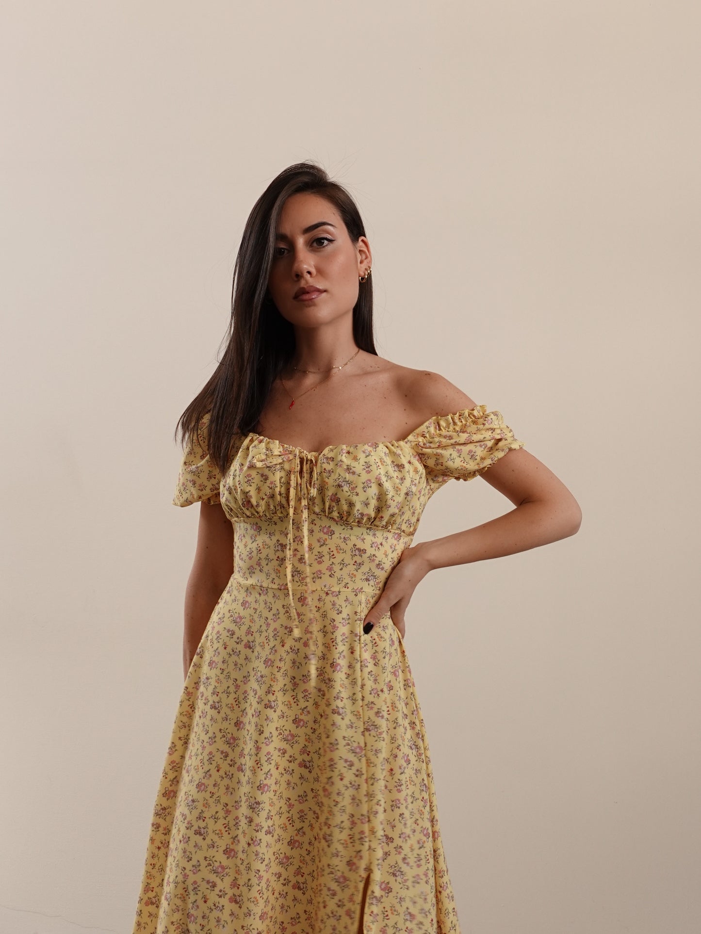 LONG DRESS FIORI DI CAMPO - GIALLO 42778