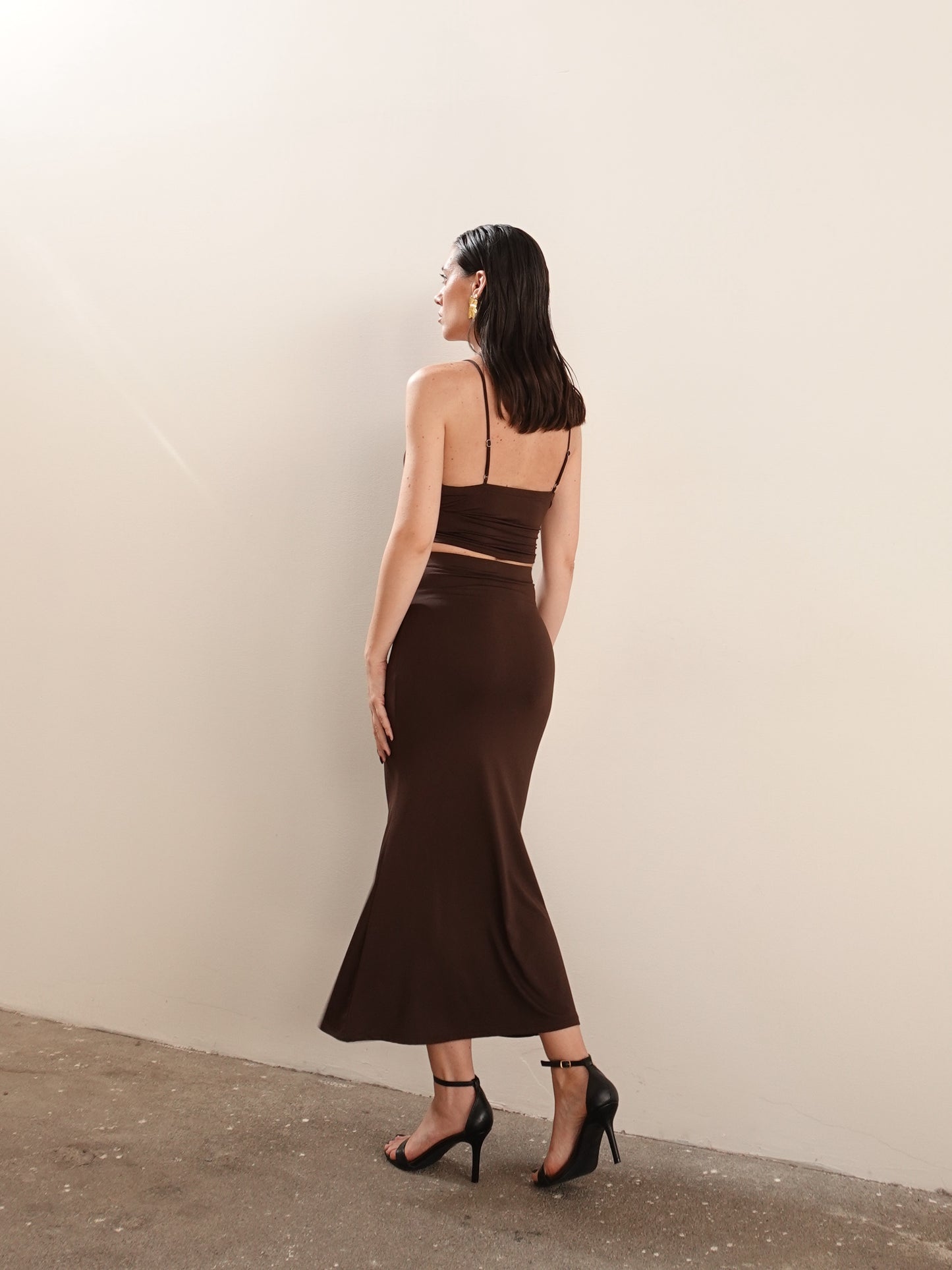 SET GONNA + TOP MIRTA - MARRONE 13947