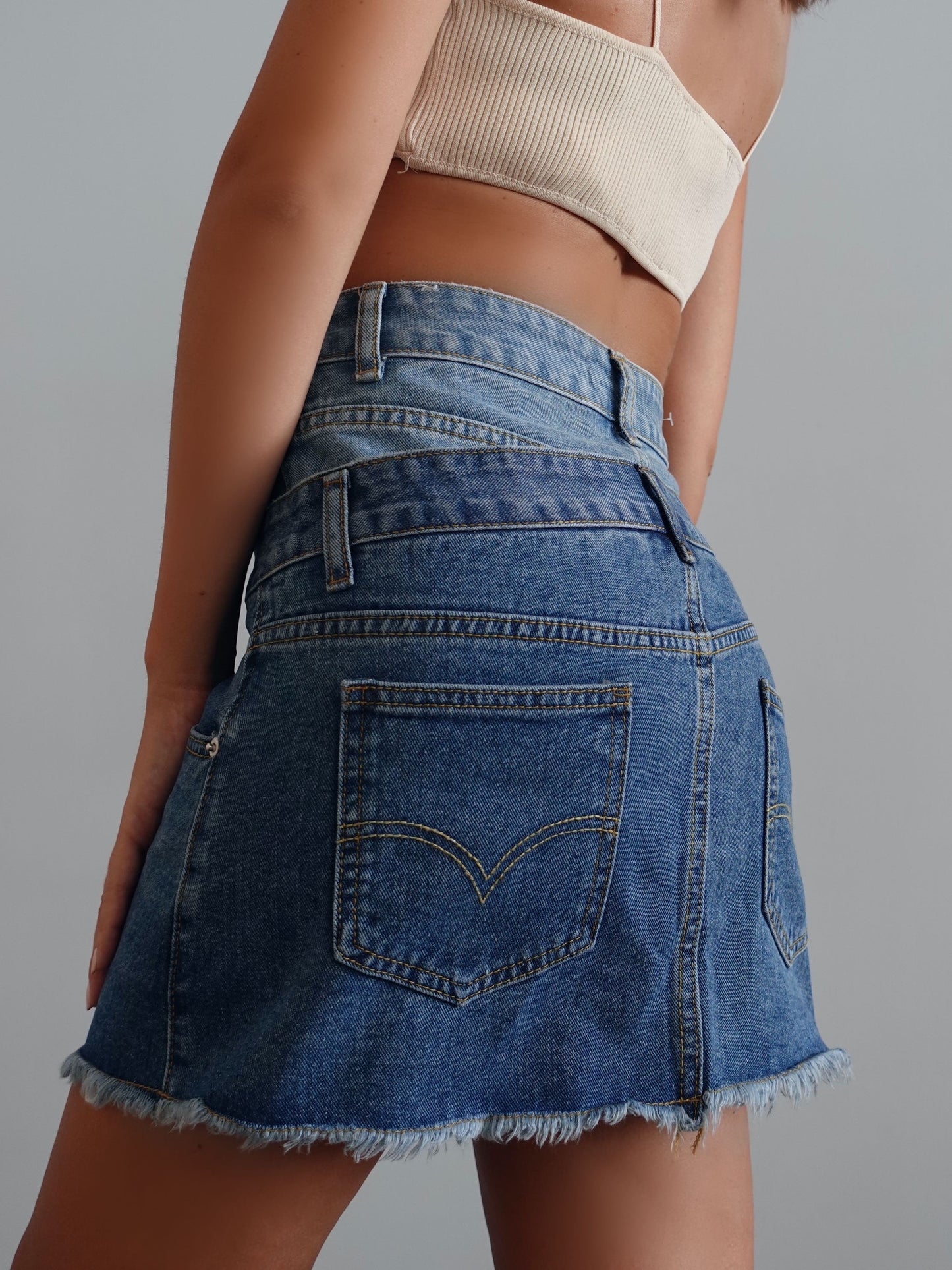 GONNA DOPPIO BUSTIER IN DENIM  - BLUE JEANS S2419