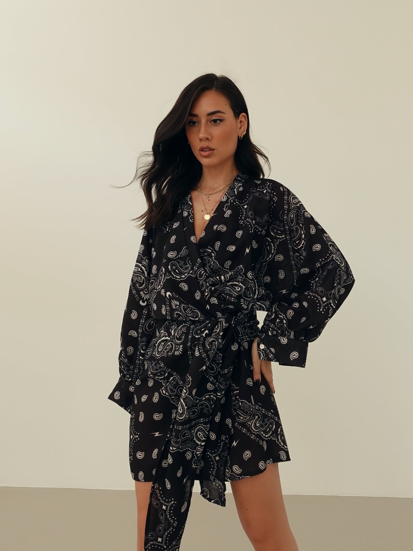 MINI DRESS BANDANA A PORTAFOGLIO  - NERO 668088