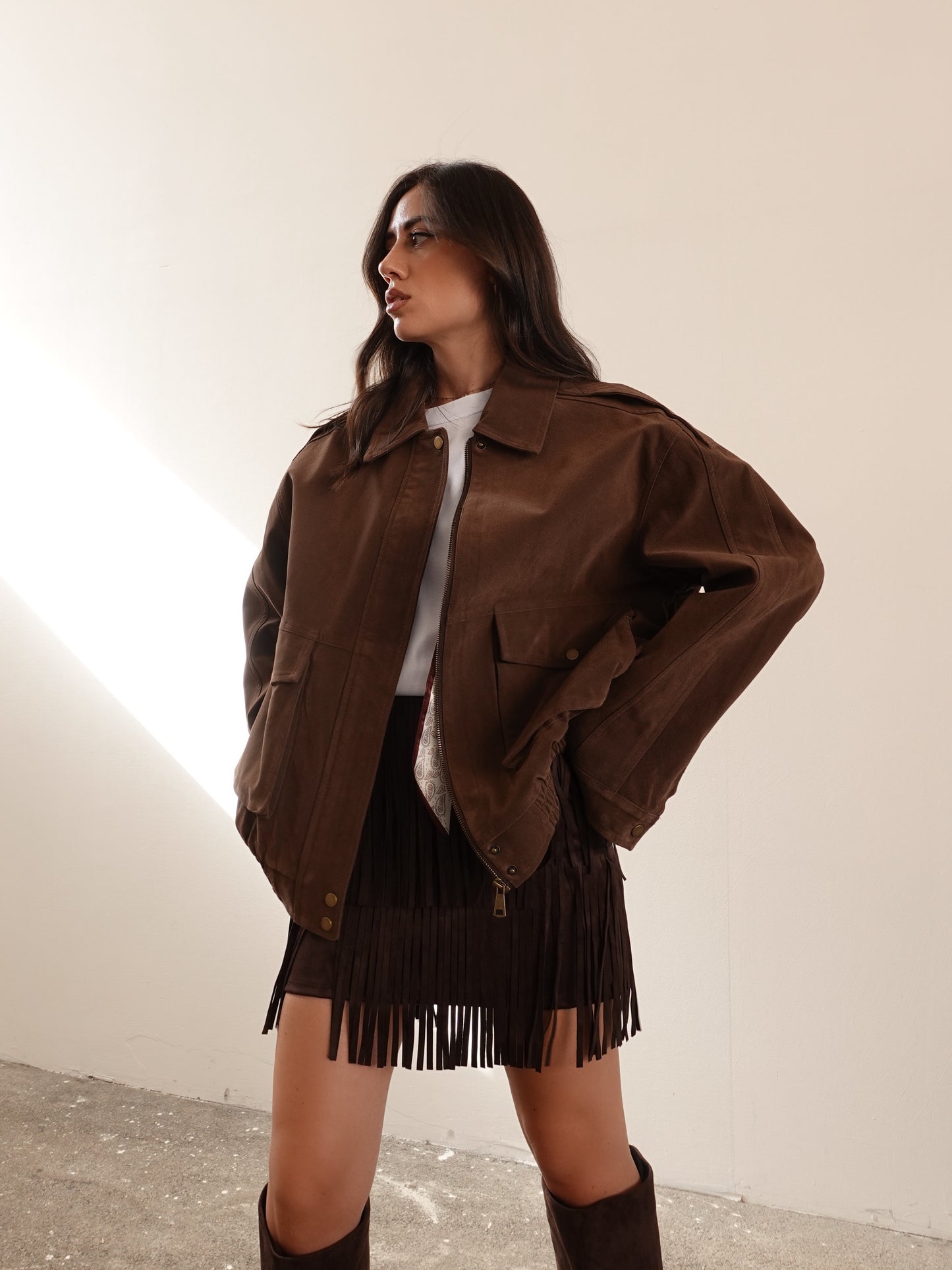 GIACCA SCAMOSCIATA CON TASCONI - TERRA 30148