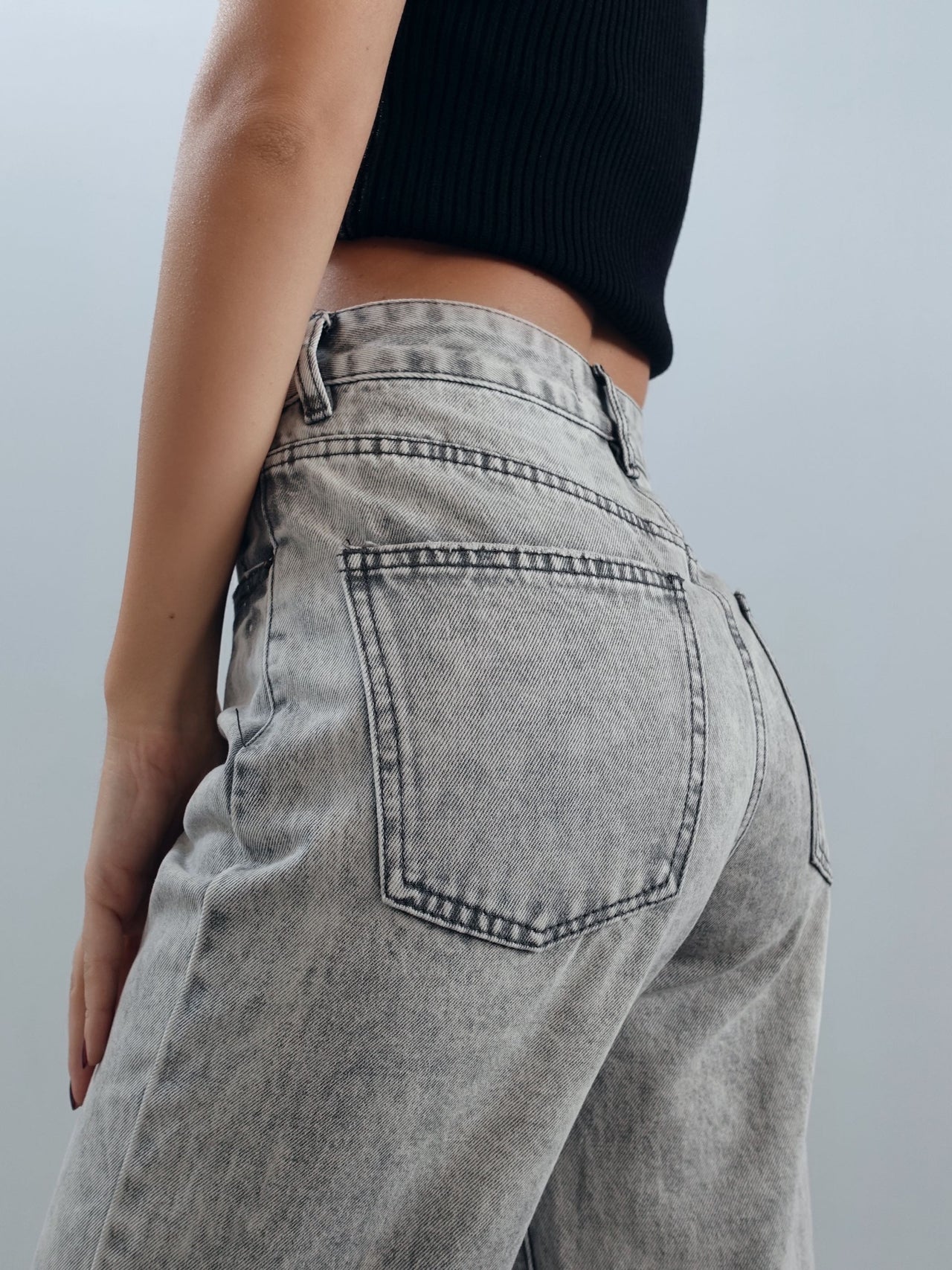 JEANS GAMBA DRITTA MARMORIZED - GRIGIO CHIARO 7633
