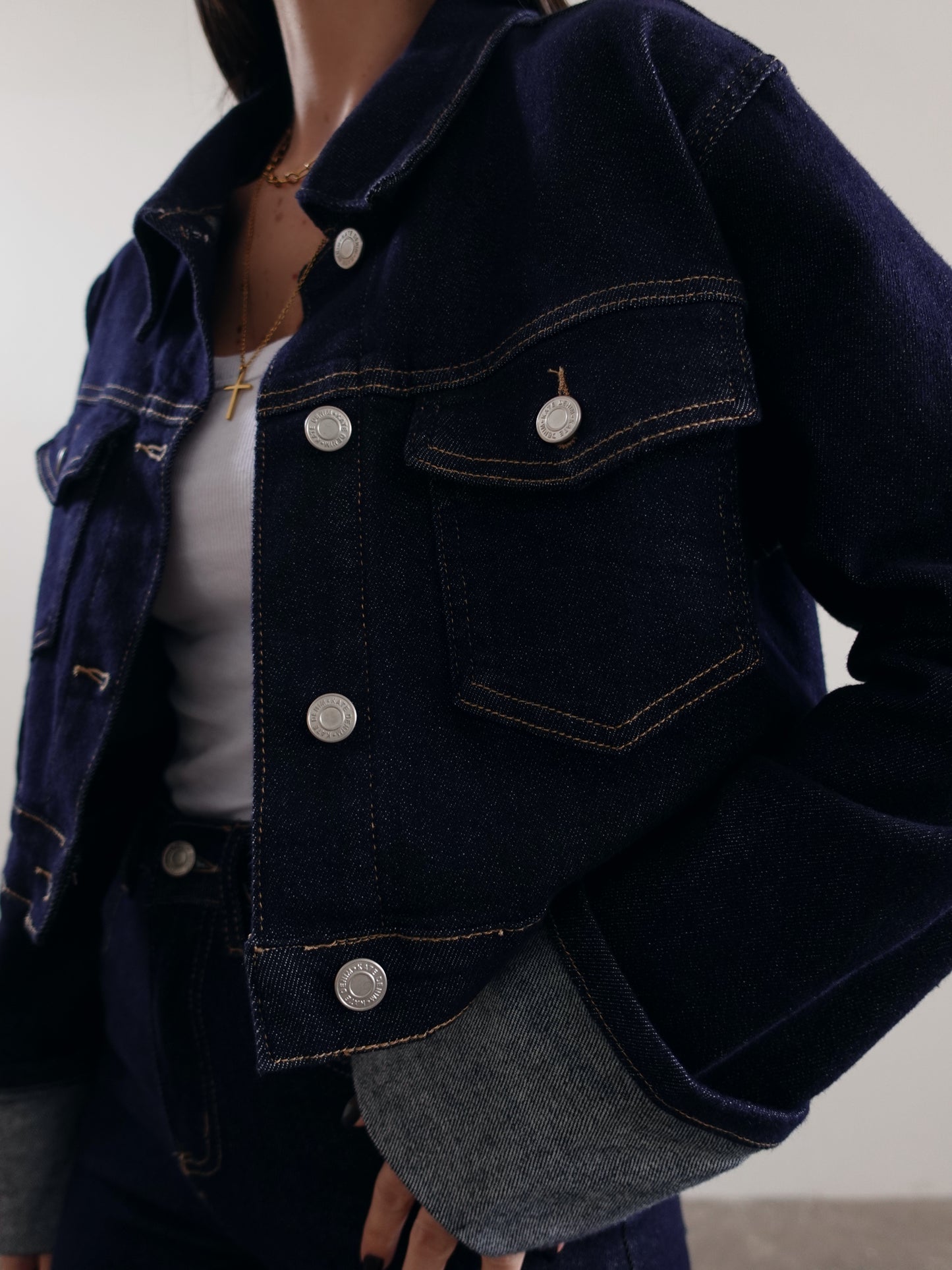 DENIM JACKET CROP NEW YORK - BLU DENIM SCURO SKV953