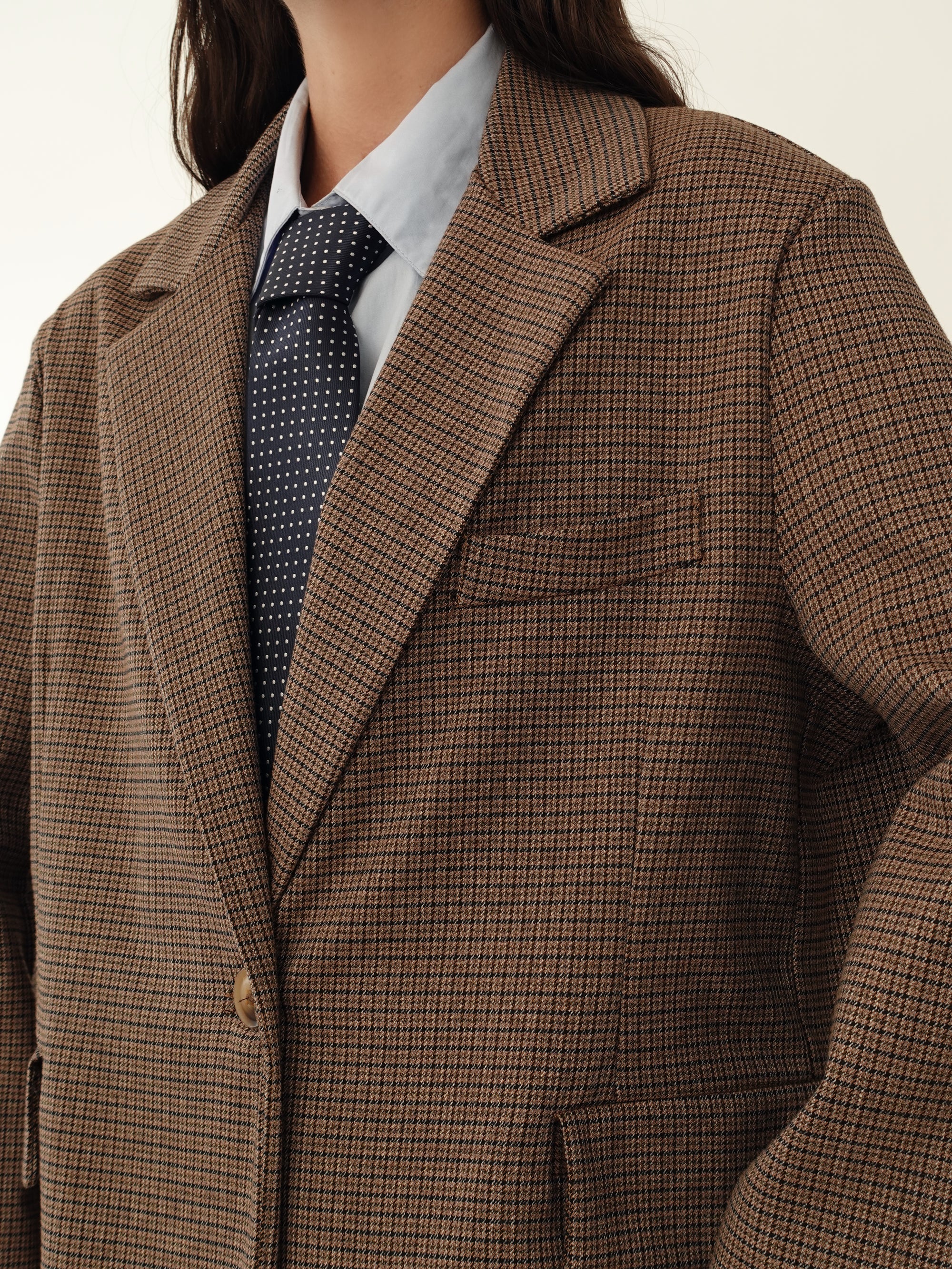 BLAZER OVER PIED DE POULE - SABBIA 9837