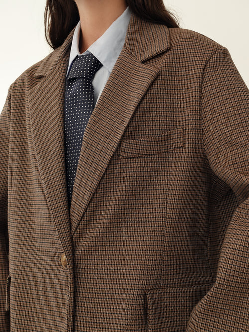 BLAZER OVER PIED DE POULE - SABBIA 9837