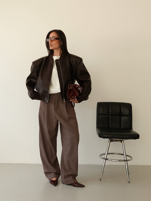 PANTALONI LUMINA CON PINCES - FANGO LD6227