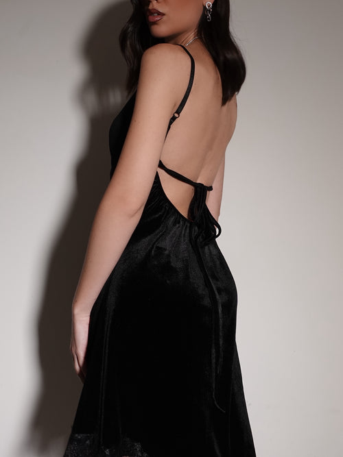 VESTITO LINGERIE CON SCHIENA SCOPERTA - NERO 10490