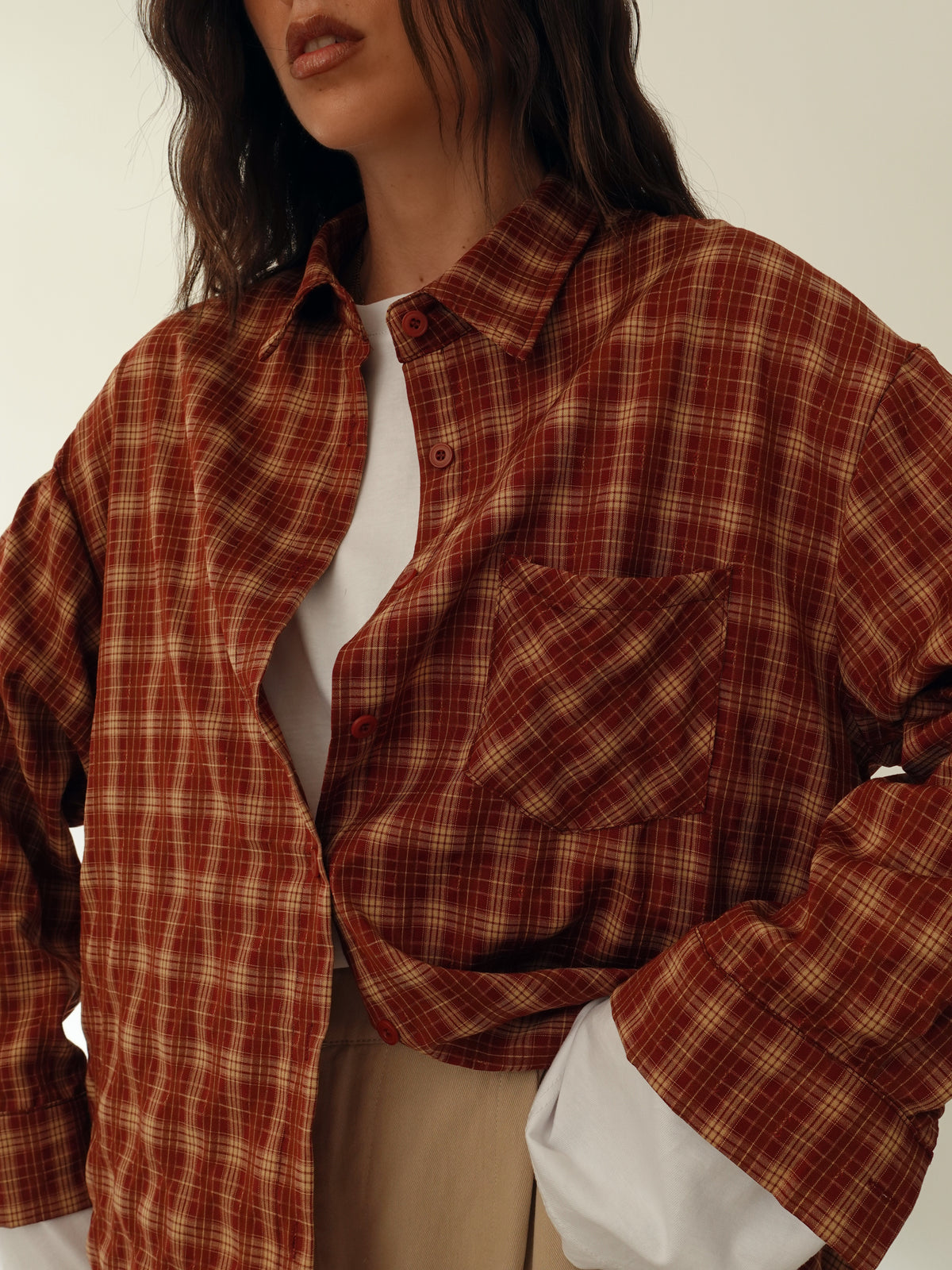 CAMICIA A QUADRI IN COTONE - COCCIO/BEIGE 17310