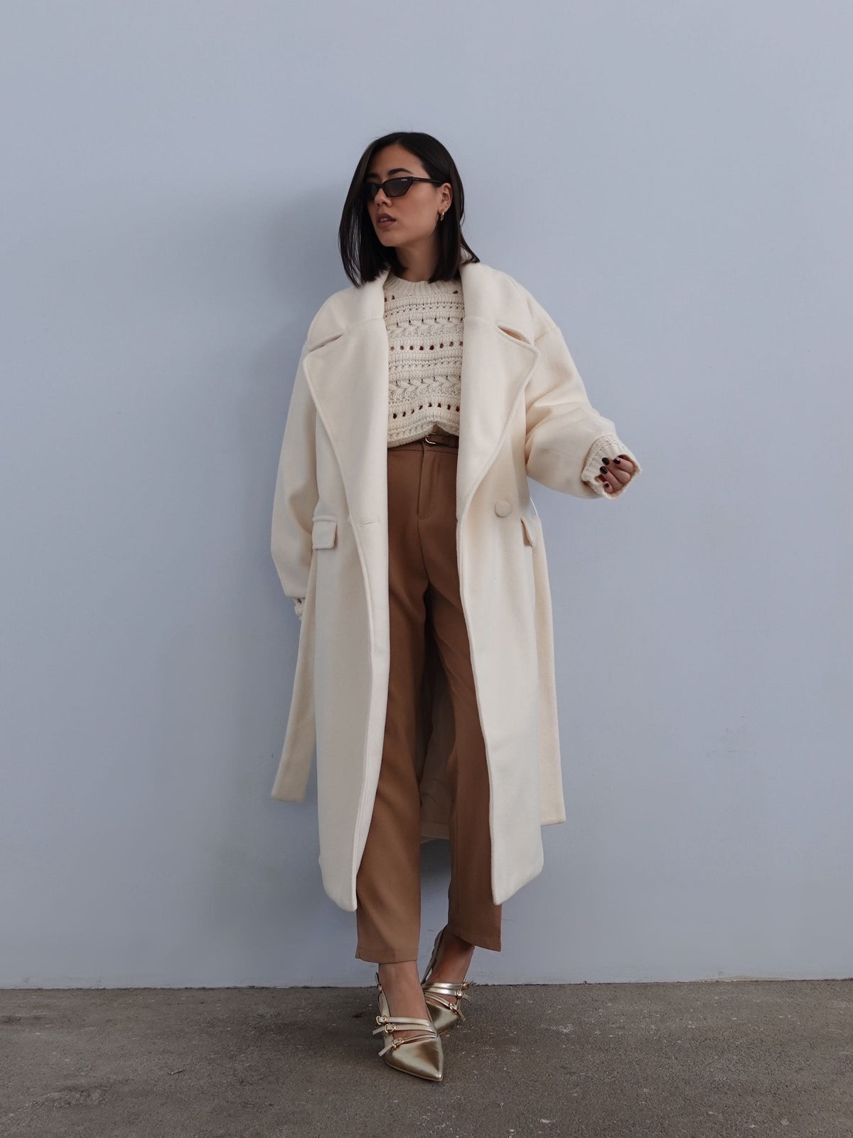 CAPPOTTO OVER CON MANICHE A PALLONCINO - LATTE 1226