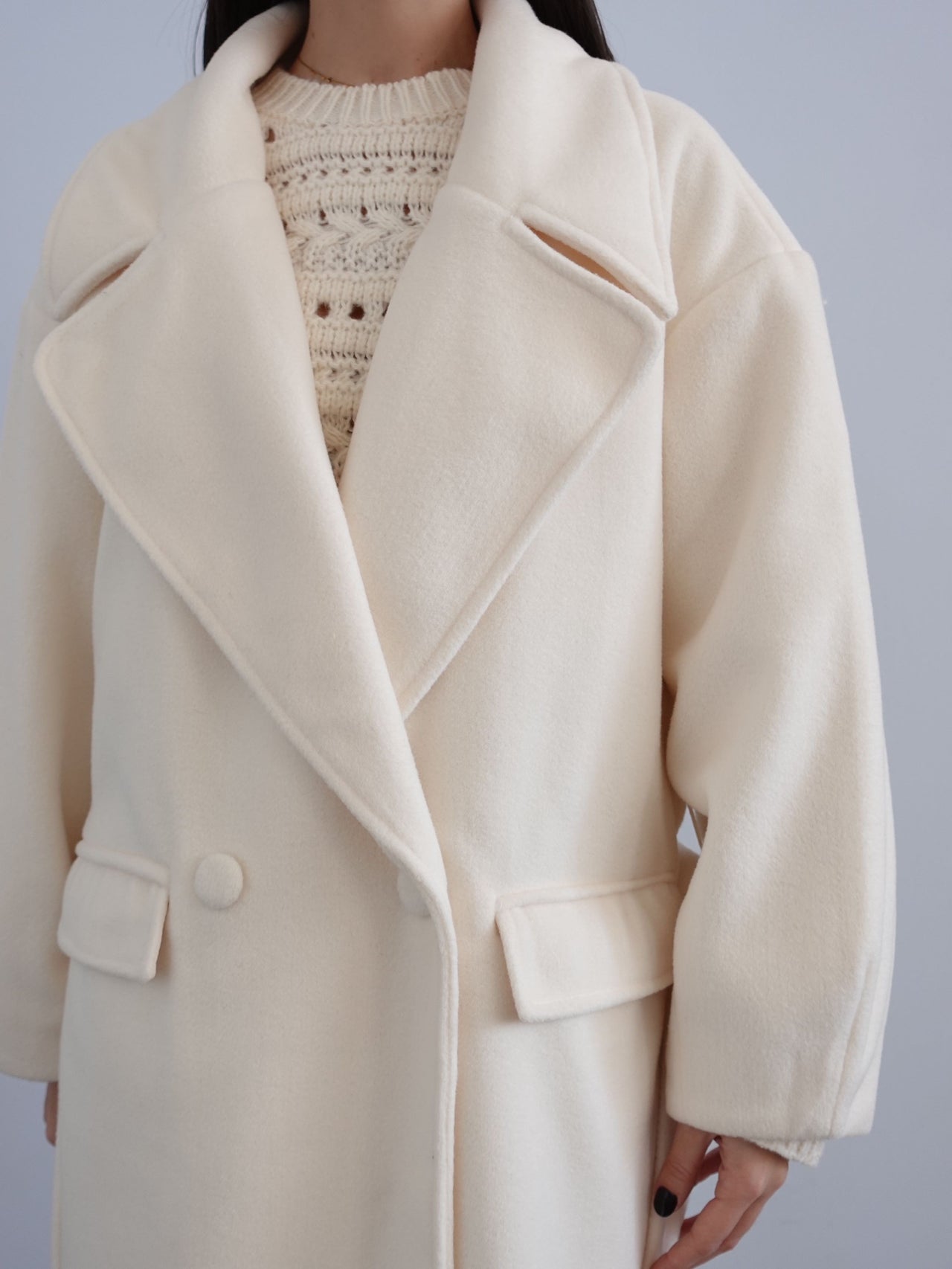 CAPPOTTO OVER CON MANICHE A PALLONCINO - LATTE 1226