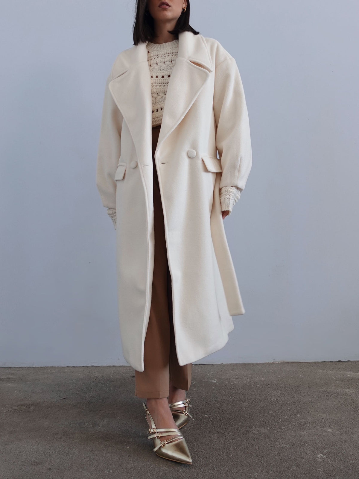 CAPPOTTO OVER CON MANICHE A PALLONCINO - LATTE 1226