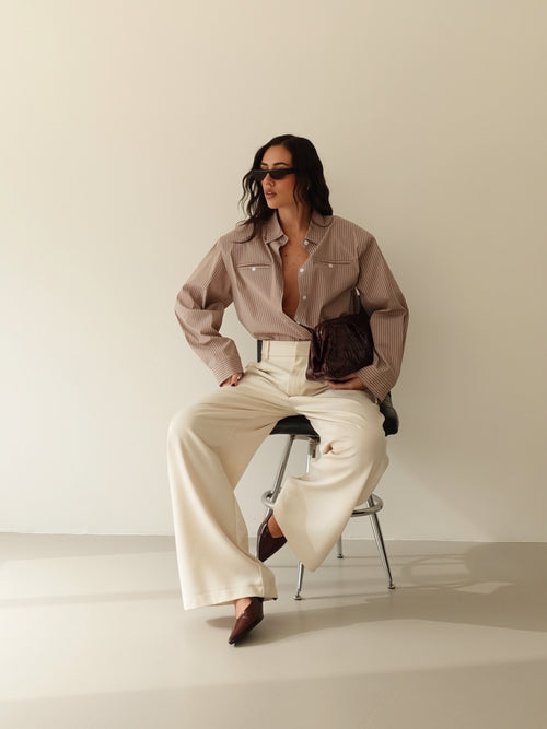 PANTALONI WIDE LEG LUMINA - BURRO Y0280