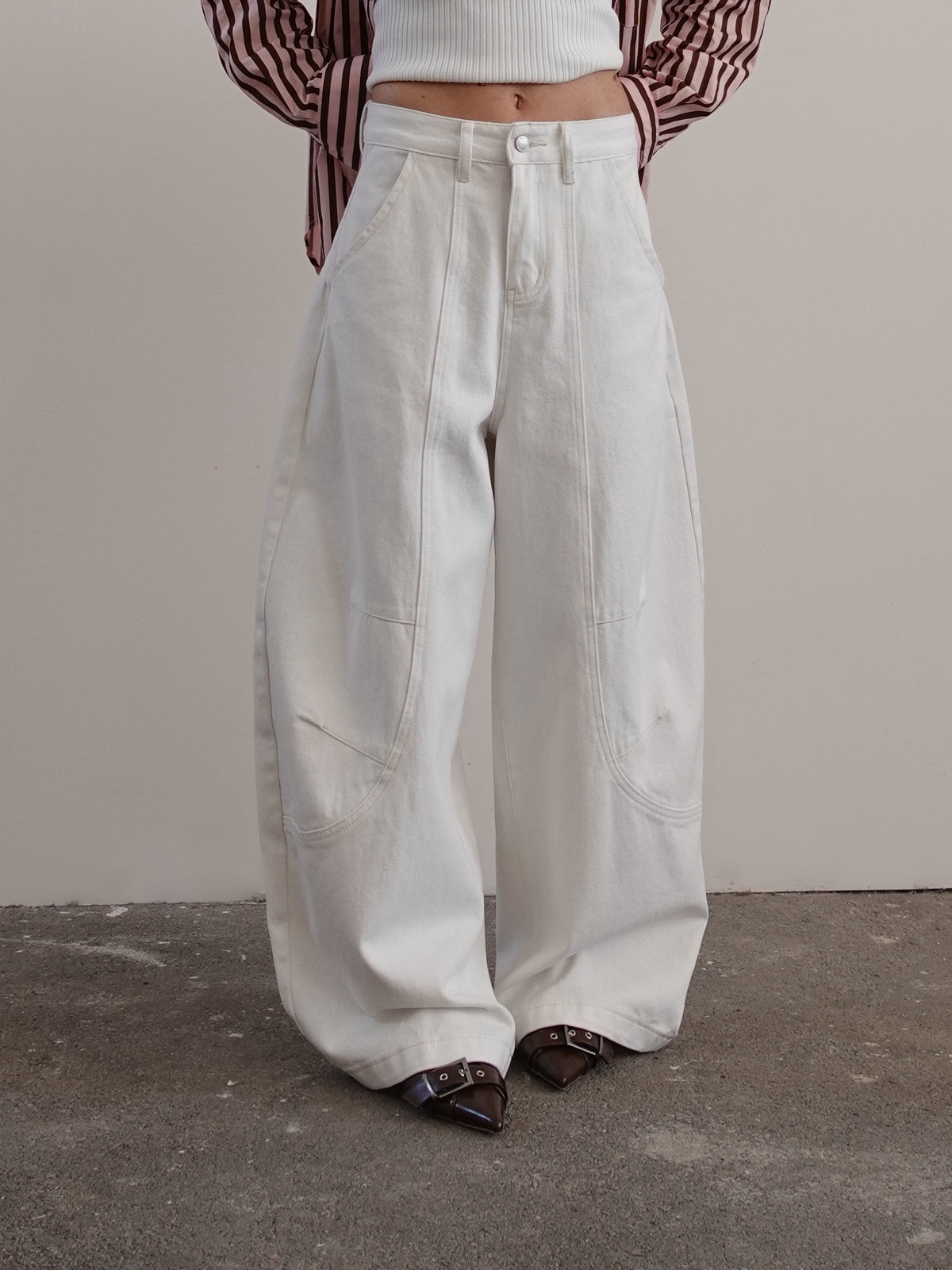 JEANS BAGGY BALLOON WHITE CON CINTURA 58016