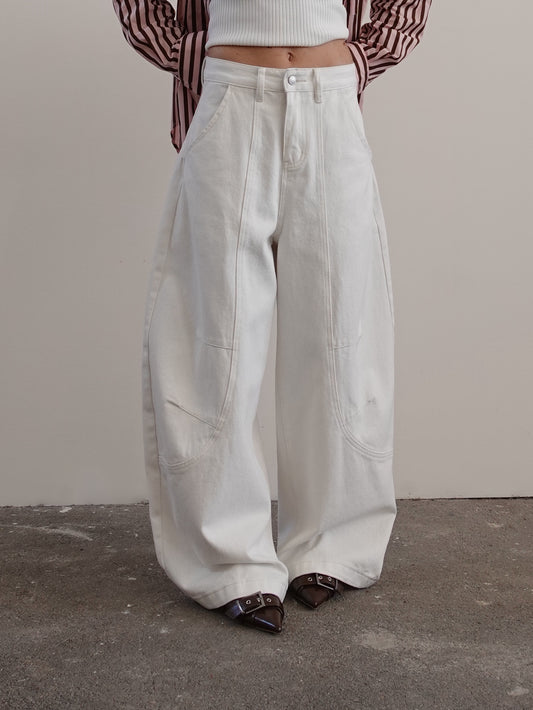 JEANS BAGGY BALLOON WHITE CON CINTURA 58016
