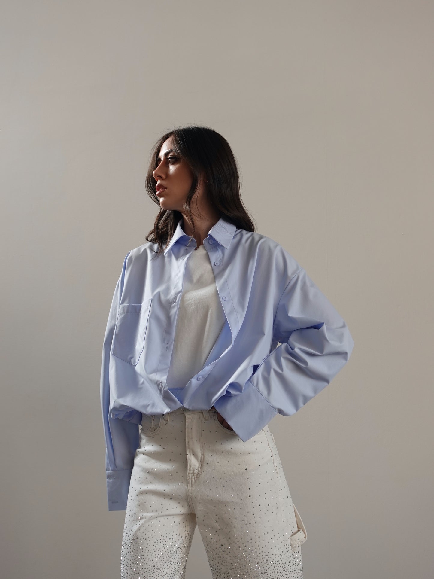 CAMICIA CON CANOTTA INCORPORATA - AZZURRO 24578