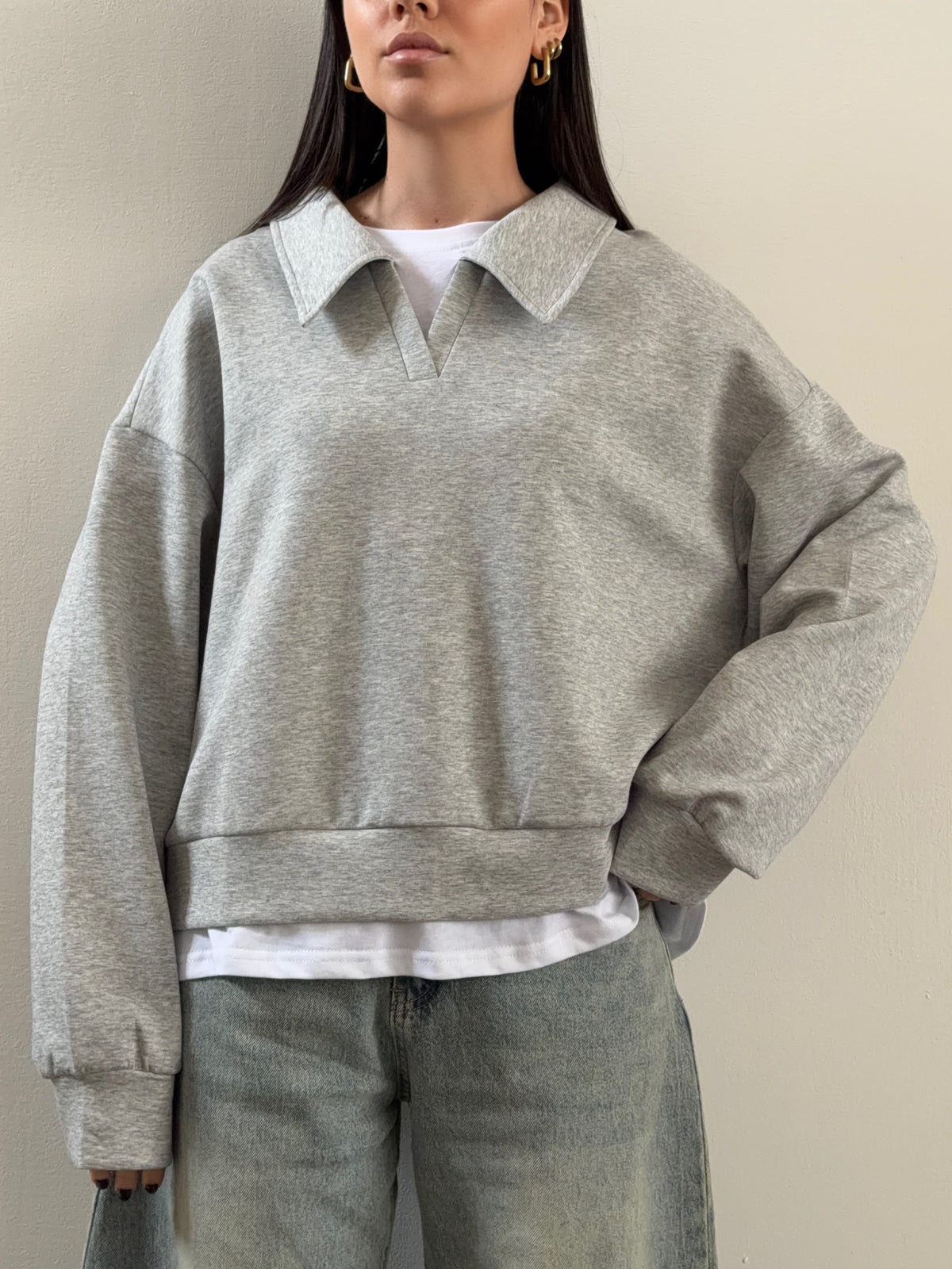 POLO CON T-SHIRT INTERNA - GRIGIO CHIARO 16198