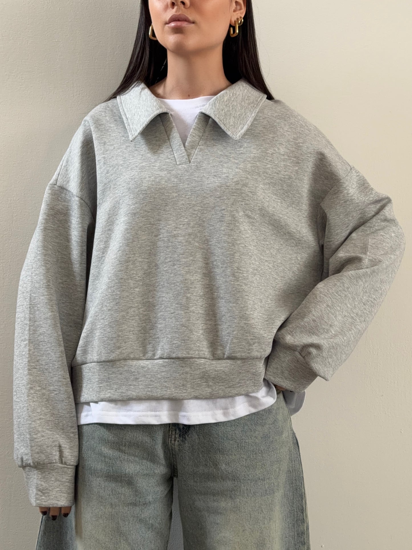 POLO CON T-SHIRT INTERNA - GRIGIO CHIARO 16198