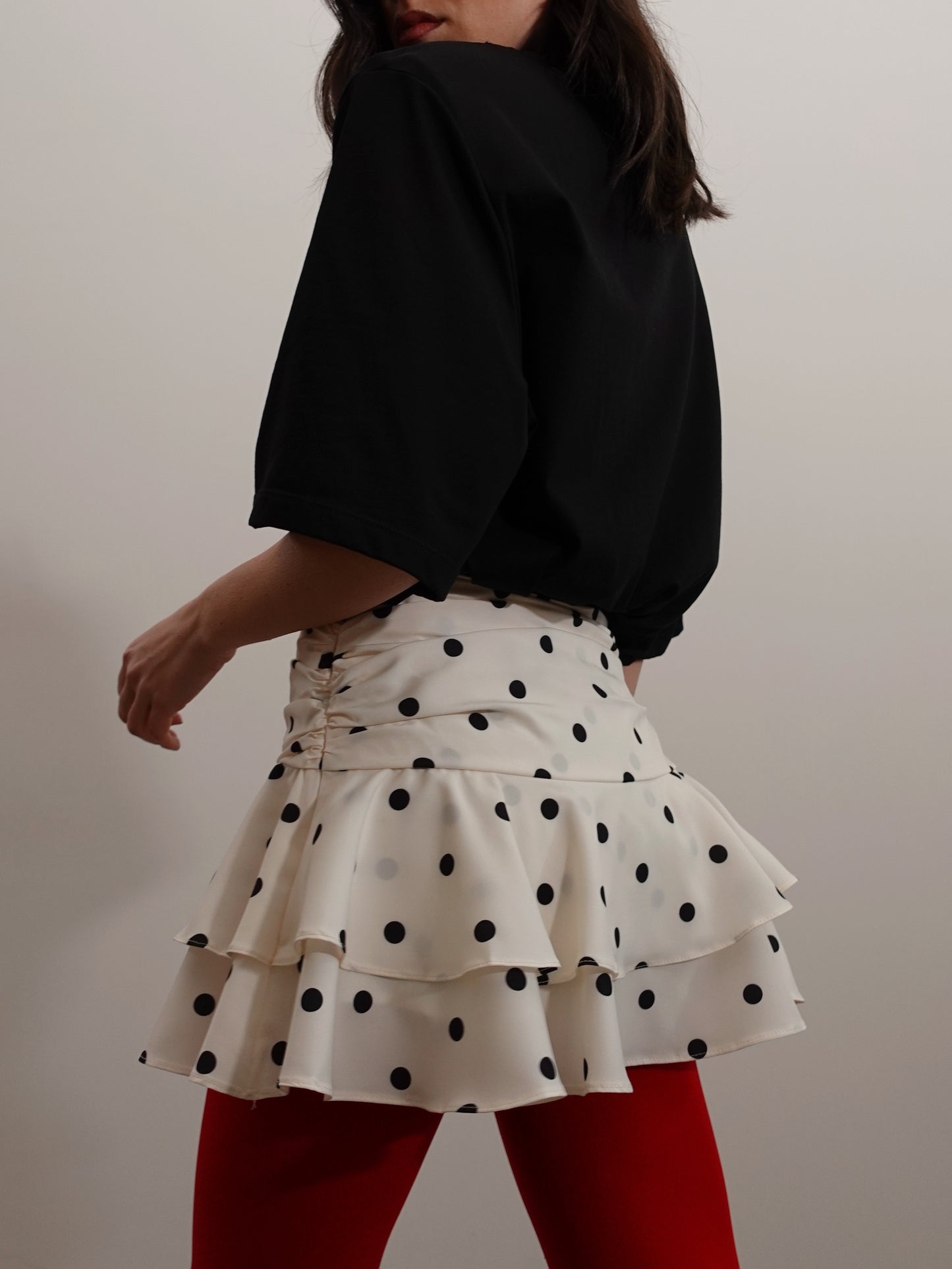 MINIGONNA A POIS CON VOLANT - PANNA 9825