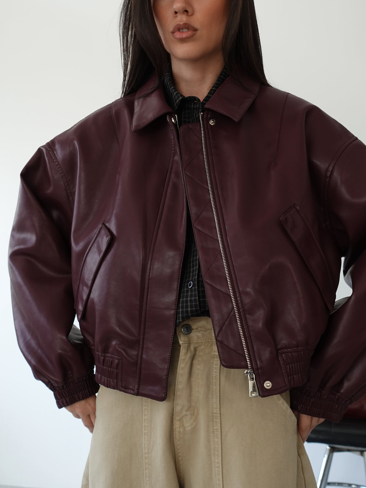 GIACCA IN ECOPELLE H143 - BURGUNDY 8936