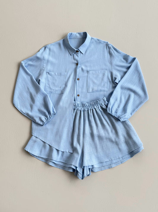 COORDINATO CAPRI IN LINO - AZZURRO 2562