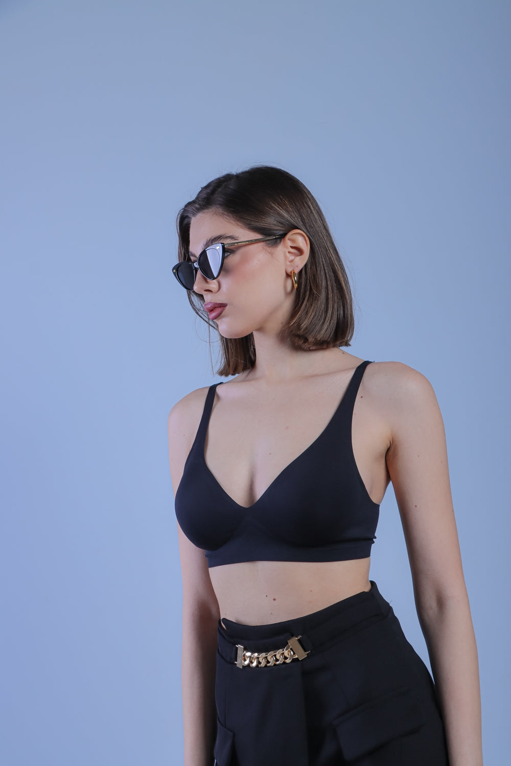 BRALETTE TAGLIO LASER CON COPPETTE - NERO 8001