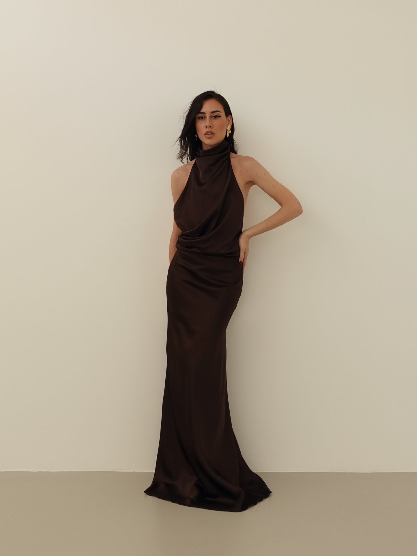 LONG DRESS PARTENOPE - CIOCCOLATO 60503