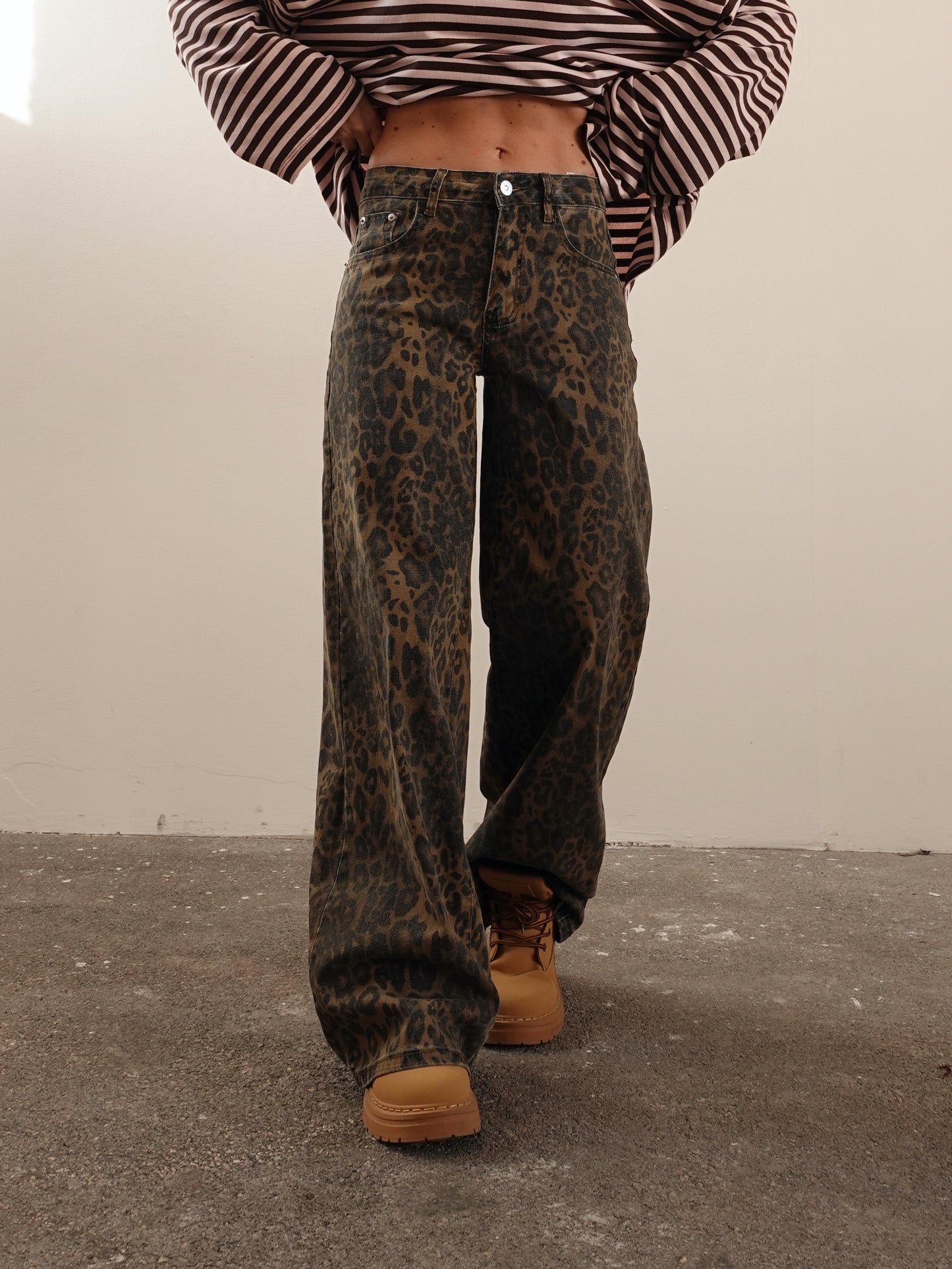 JEANS ANIMALIER WASHED OUT - LEOPARDATO 22093