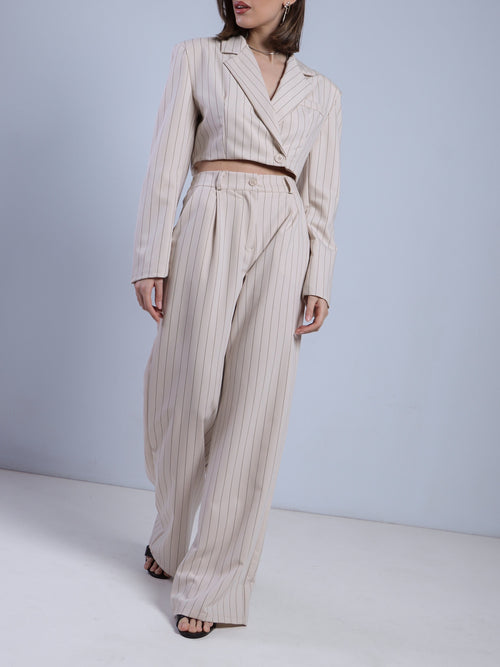 GIACCA CROP GESSATA TOWN - BEIGE 38416