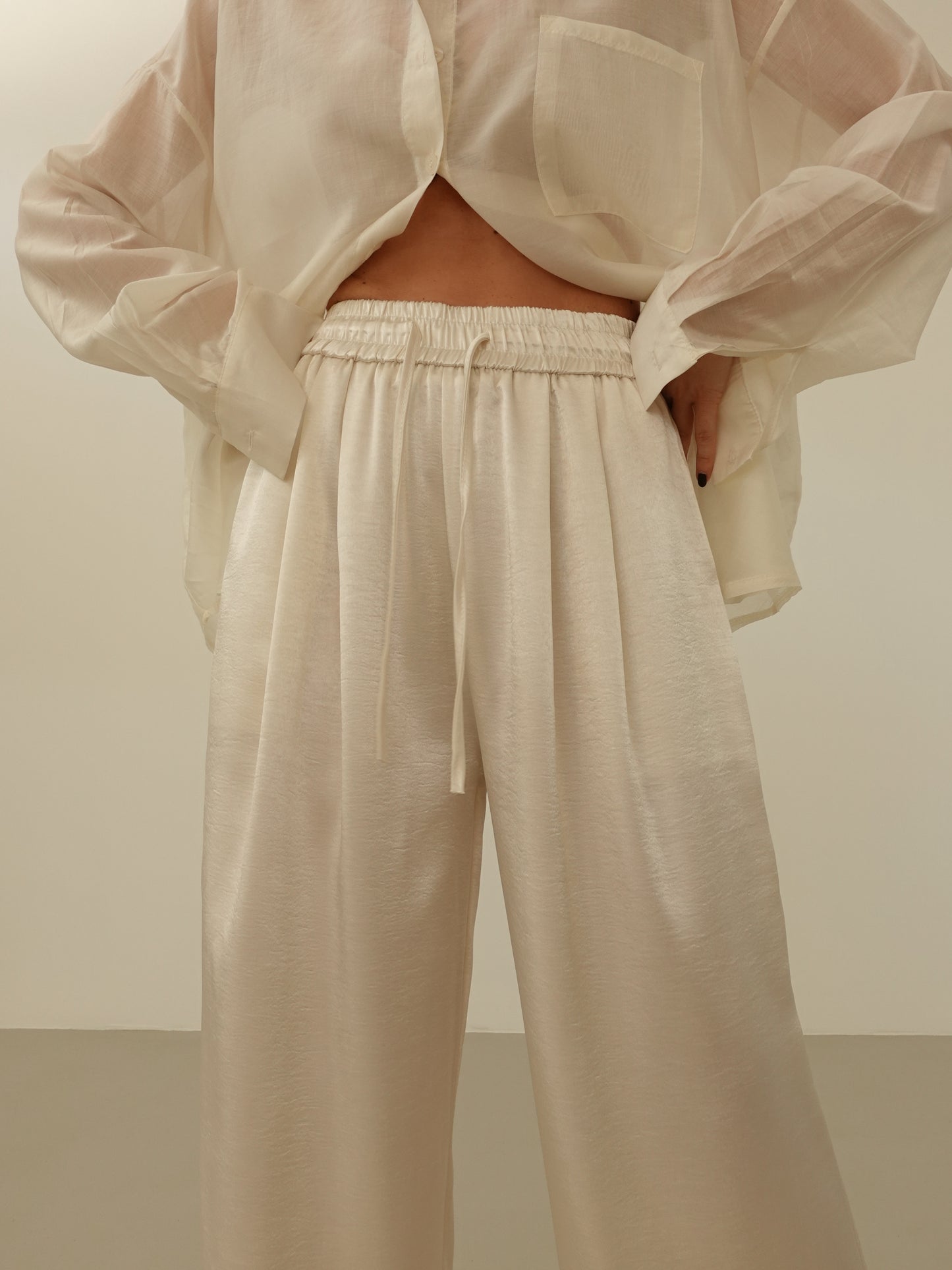 PANTALACCIO SATIN WIDE LEG - PANNA 17228