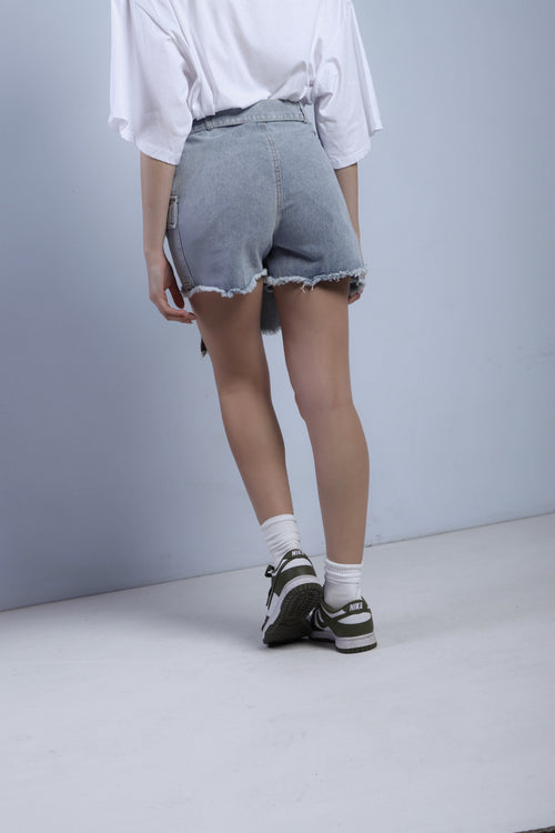 PANTAGONNA IN DENIM CON CINTURA - DENIM CHIARO 7358