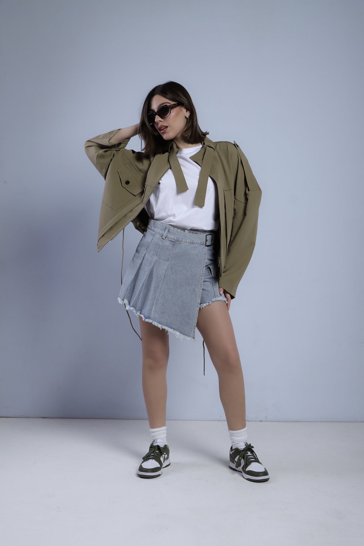 PANTAGONNA IN DENIM CON CINTURA - DENIM CHIARO 7358
