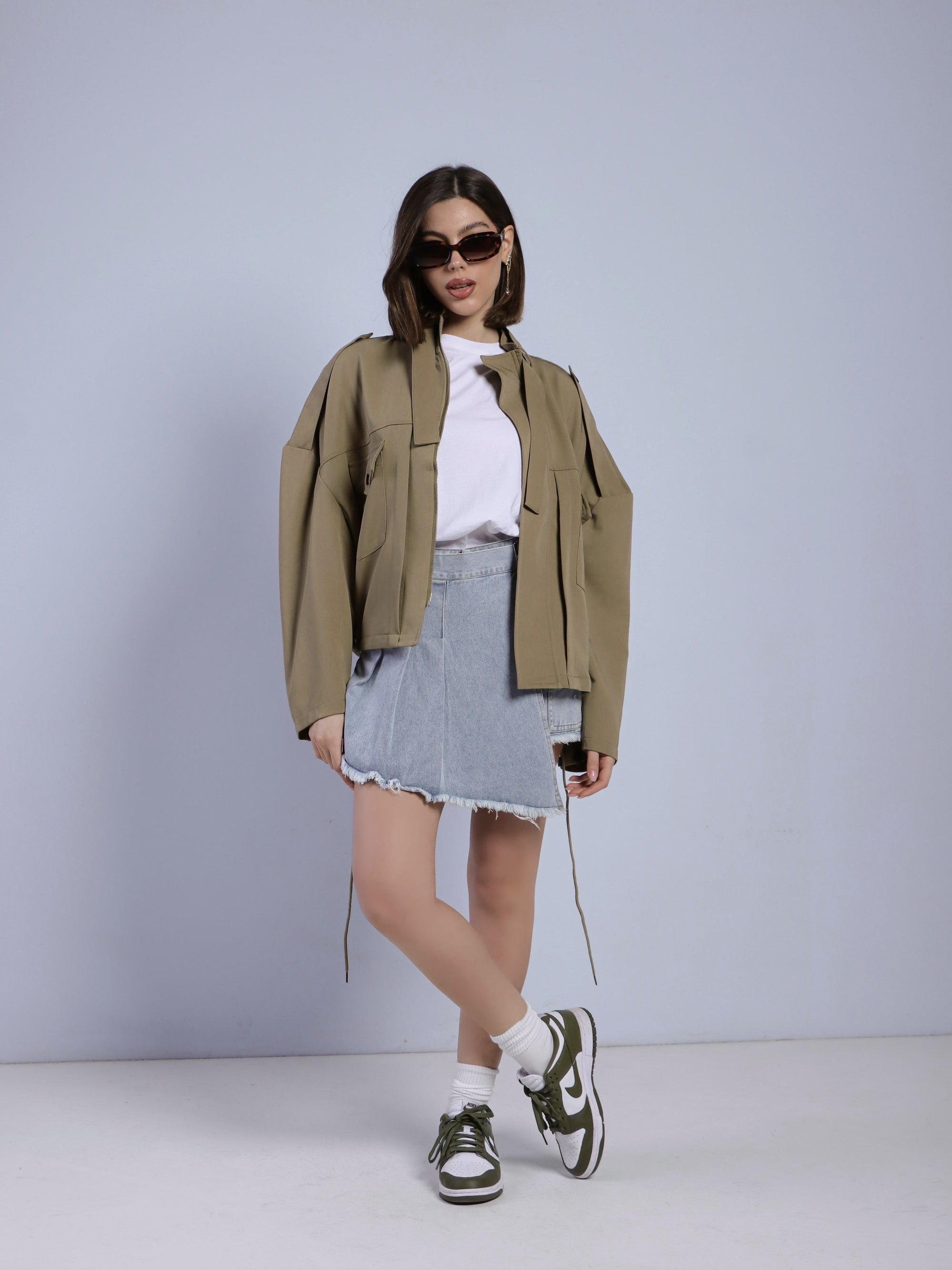 PANTAGONNA IN DENIM CON CINTURA - DENIM CHIARO 7358