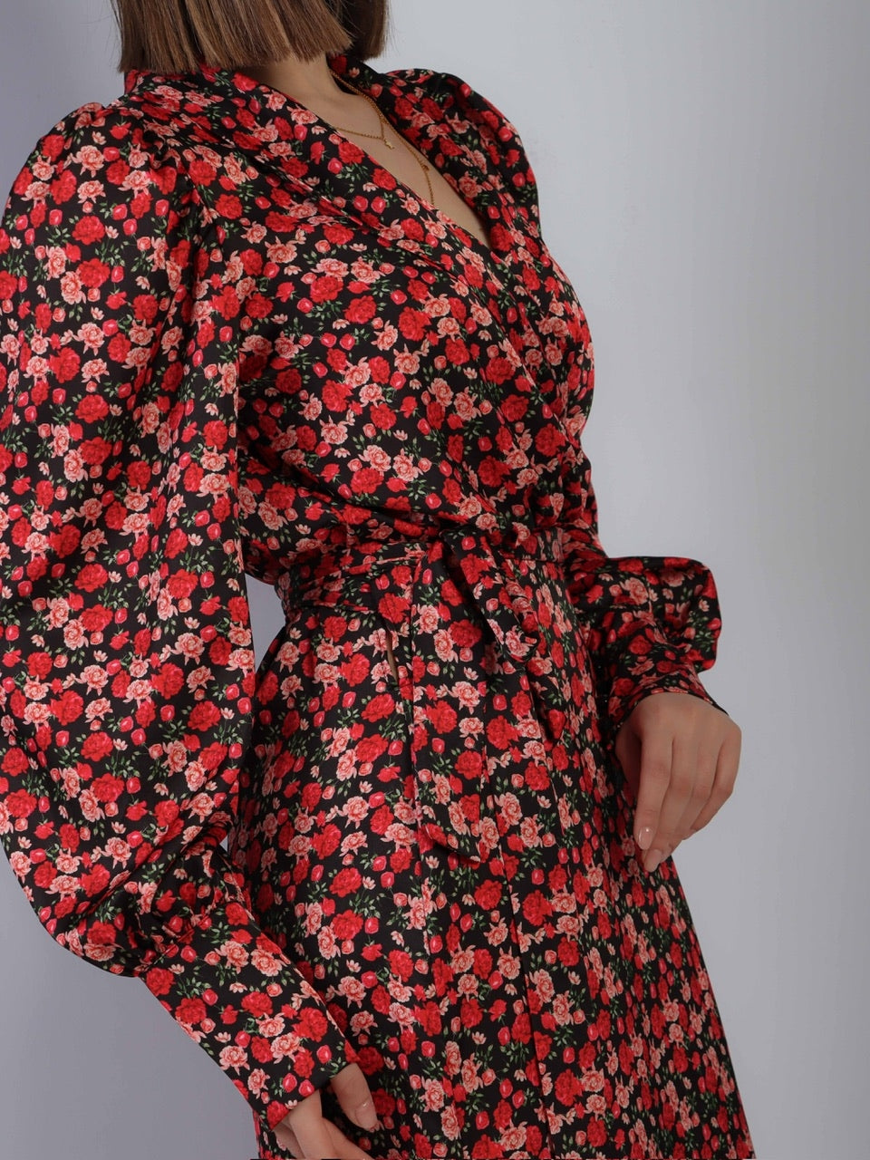 LONG DRESS FLOWER A PORTAFOGLIO - ROSSO 24793