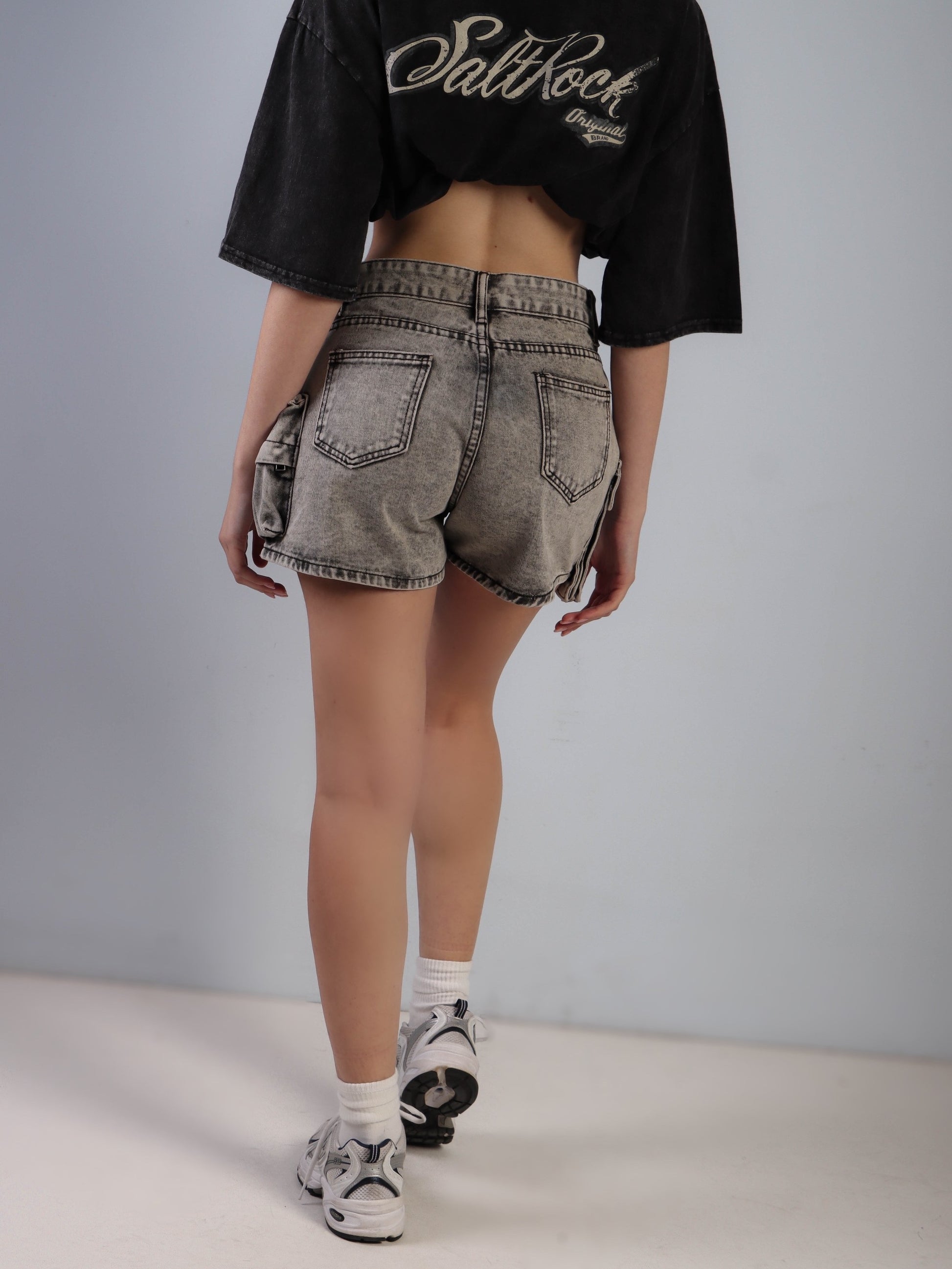 SHORTS ROCK IN DENIM - GRIGIO 202406