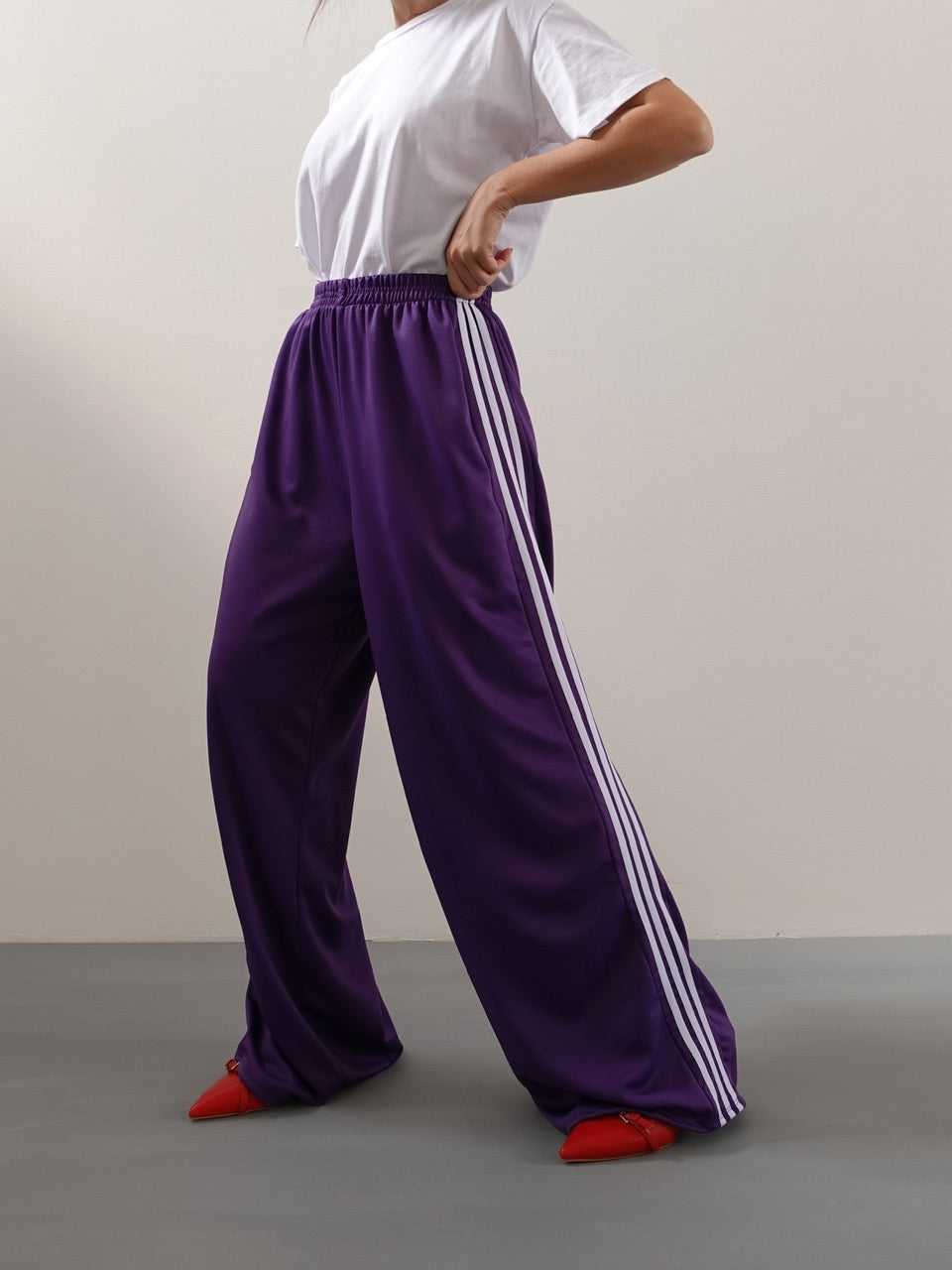 TRACK PANTS SATIN WIDE LEG - VIOLA 6865