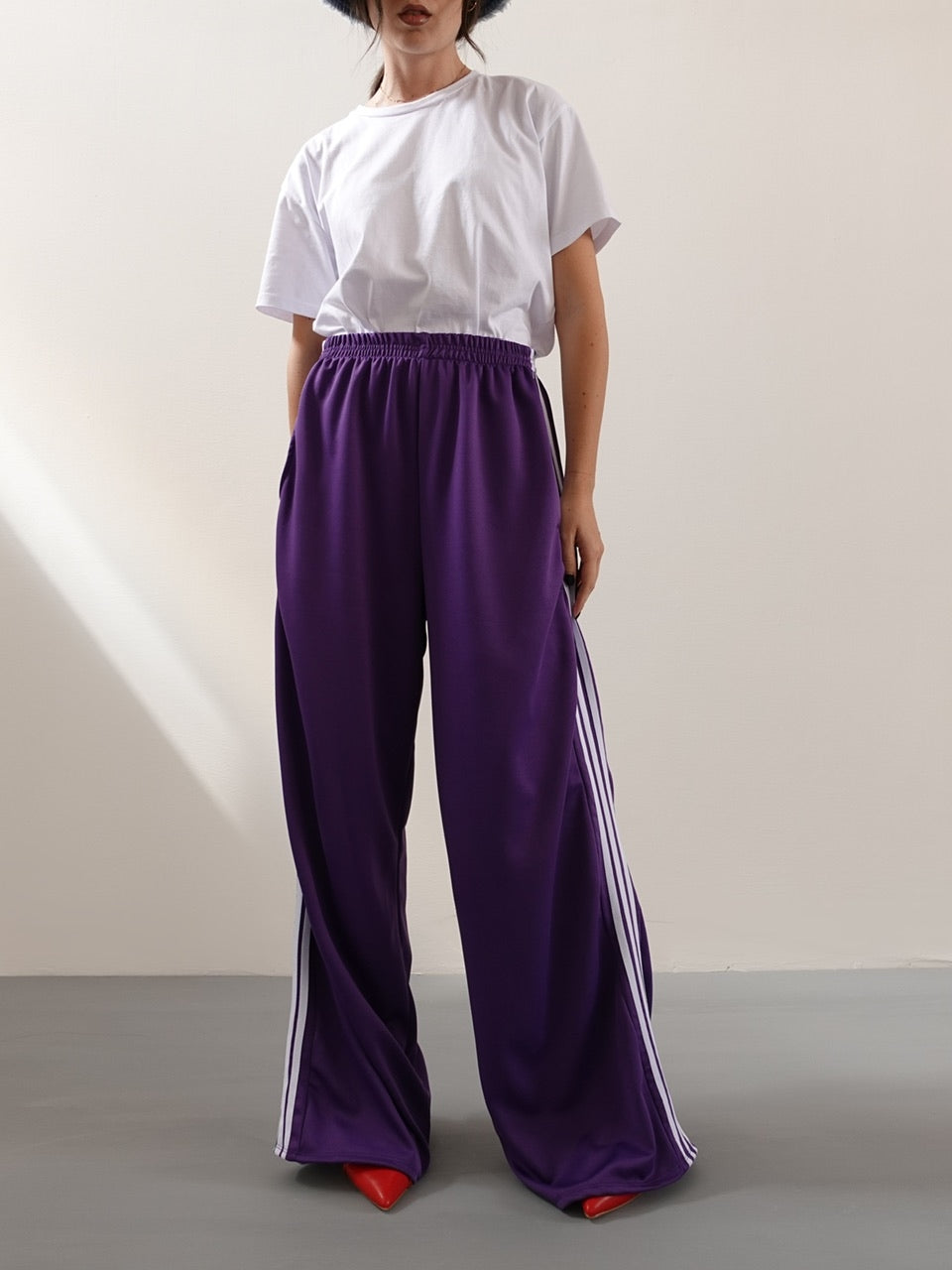 TRACK PANTS SATIN WIDE LEG - VIOLA 6865