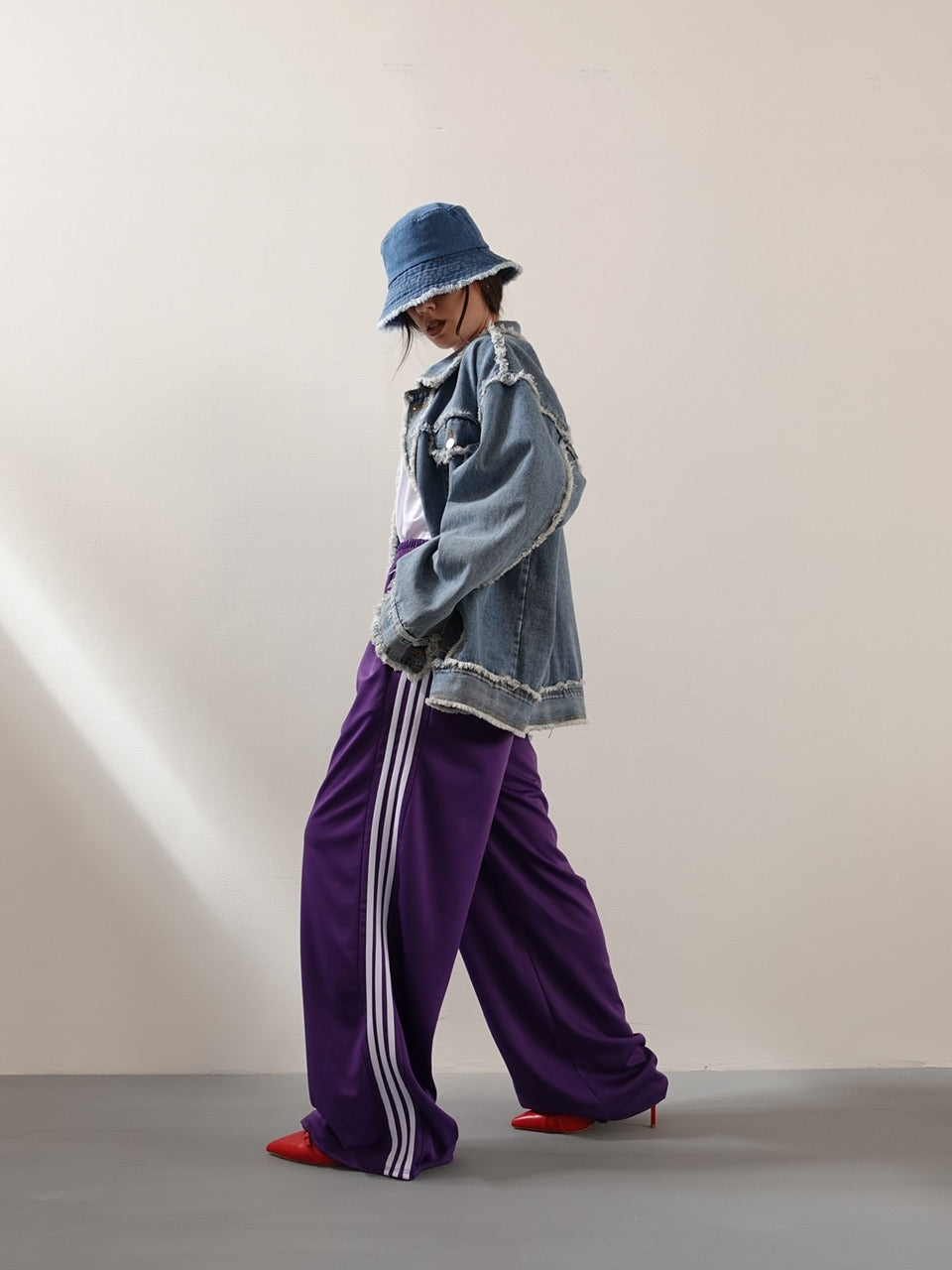 TRACK PANTS SATIN WIDE LEG - VIOLA 6865