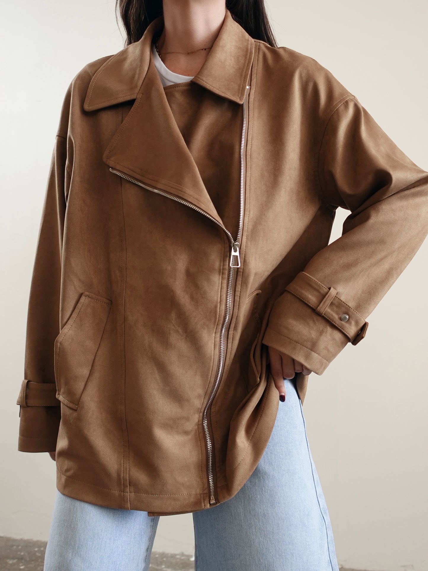 GIACCA SCAMOSCIATA CON CINTURA - CAMEL 160391