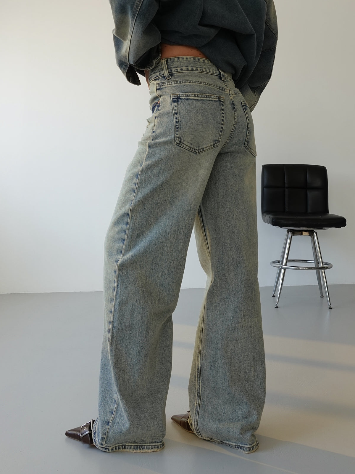 JEANS SABBIATO WIDE LEG - LAVAGGIO CHIARO 8000-30