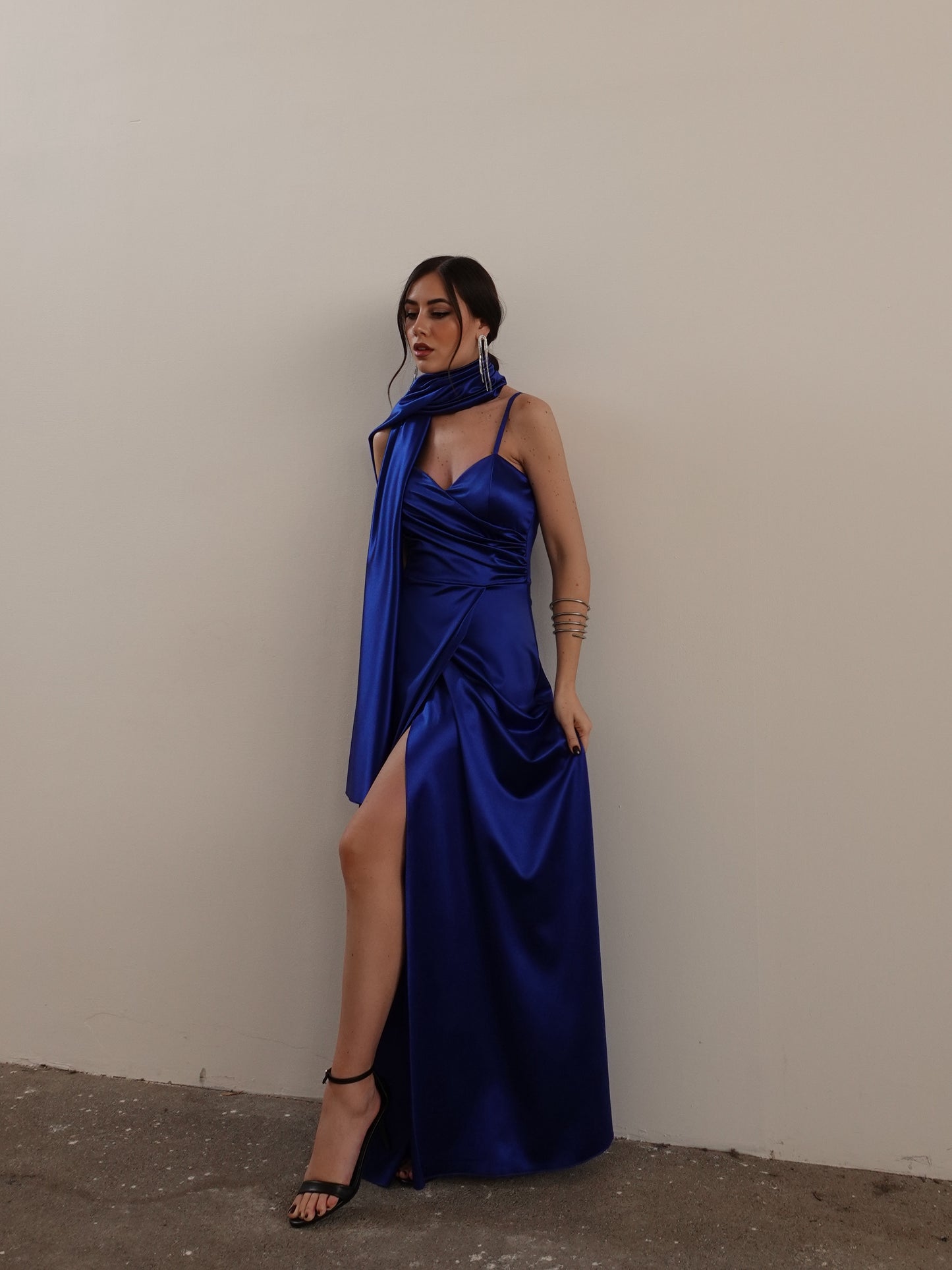 LONG DRESS ANASTASIA CON STOLA - BLU ROYAL 6075