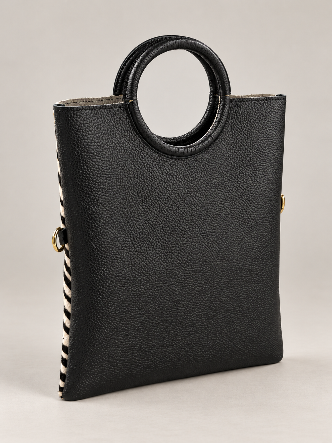 BORSA TOTE IN VERA PELLE EFFETTO CAVALLINO - ZEBRATO