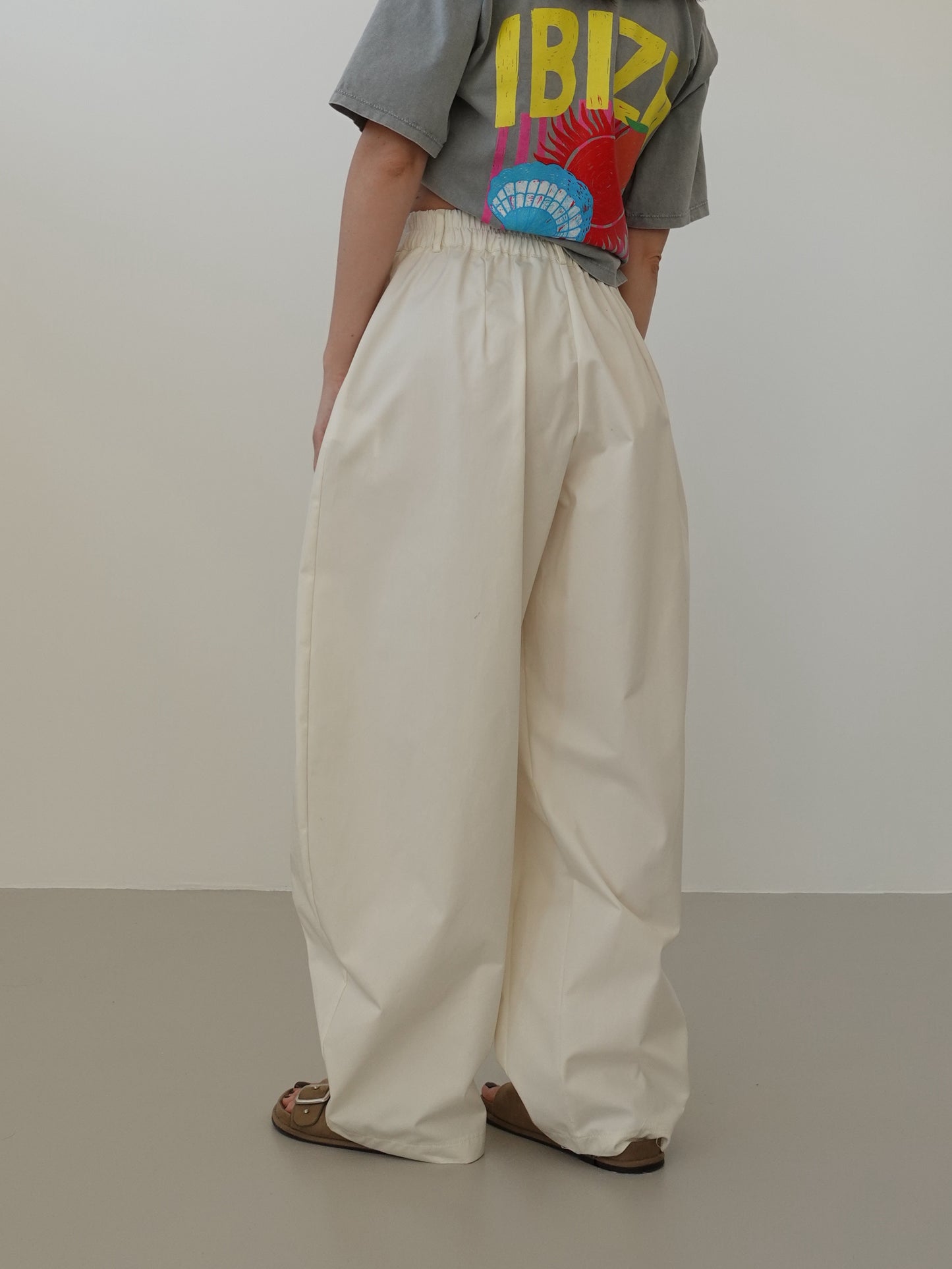PANTALONI BALLOON 100% COTONE - PANNA 12651