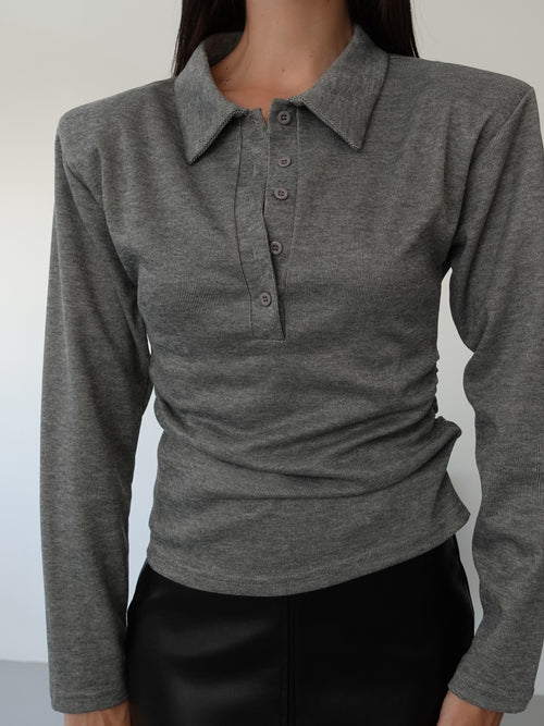 POLO FLUFFY CON SPALLINE - GRIGIO 15239