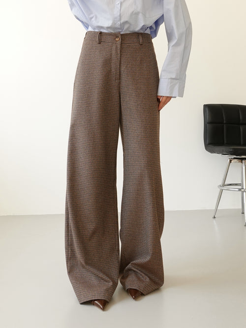 PANTALONI WIDE LEG PIED DE POULE - SABBIA 60319