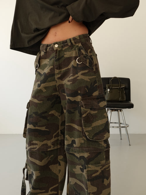 JEANS CARGO BAGGY FIT CAMOUFLAGE - VERDE 90202