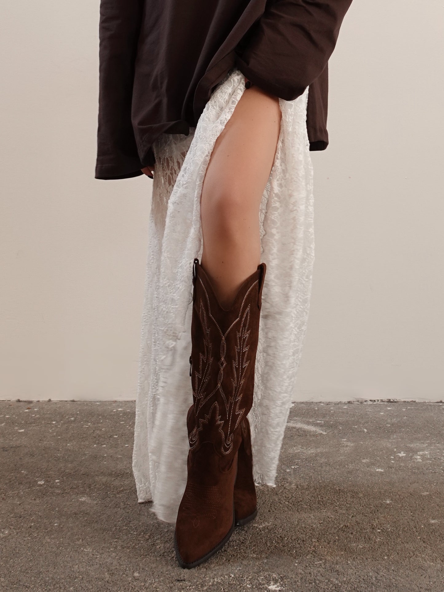 STIVALE TEXANO SCAMOSCIATO - MARRONE LQ159