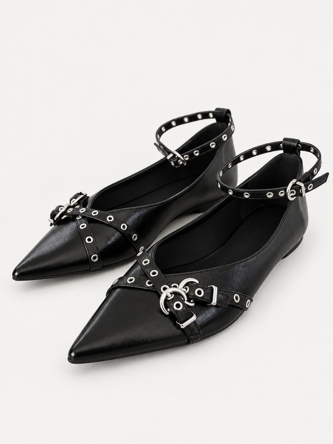 BALLERINA CON CINTURINI BORCHIATI - NERO 5195