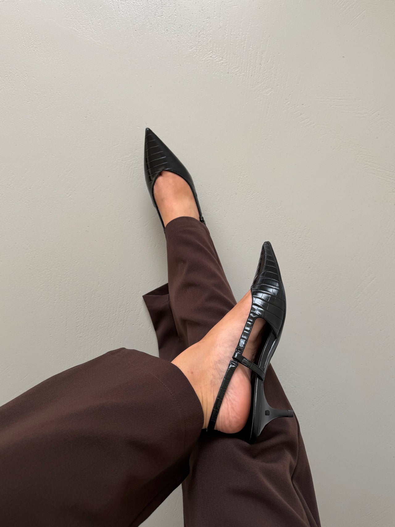 SLINGBACK KITTEN CROCO - NERO M870