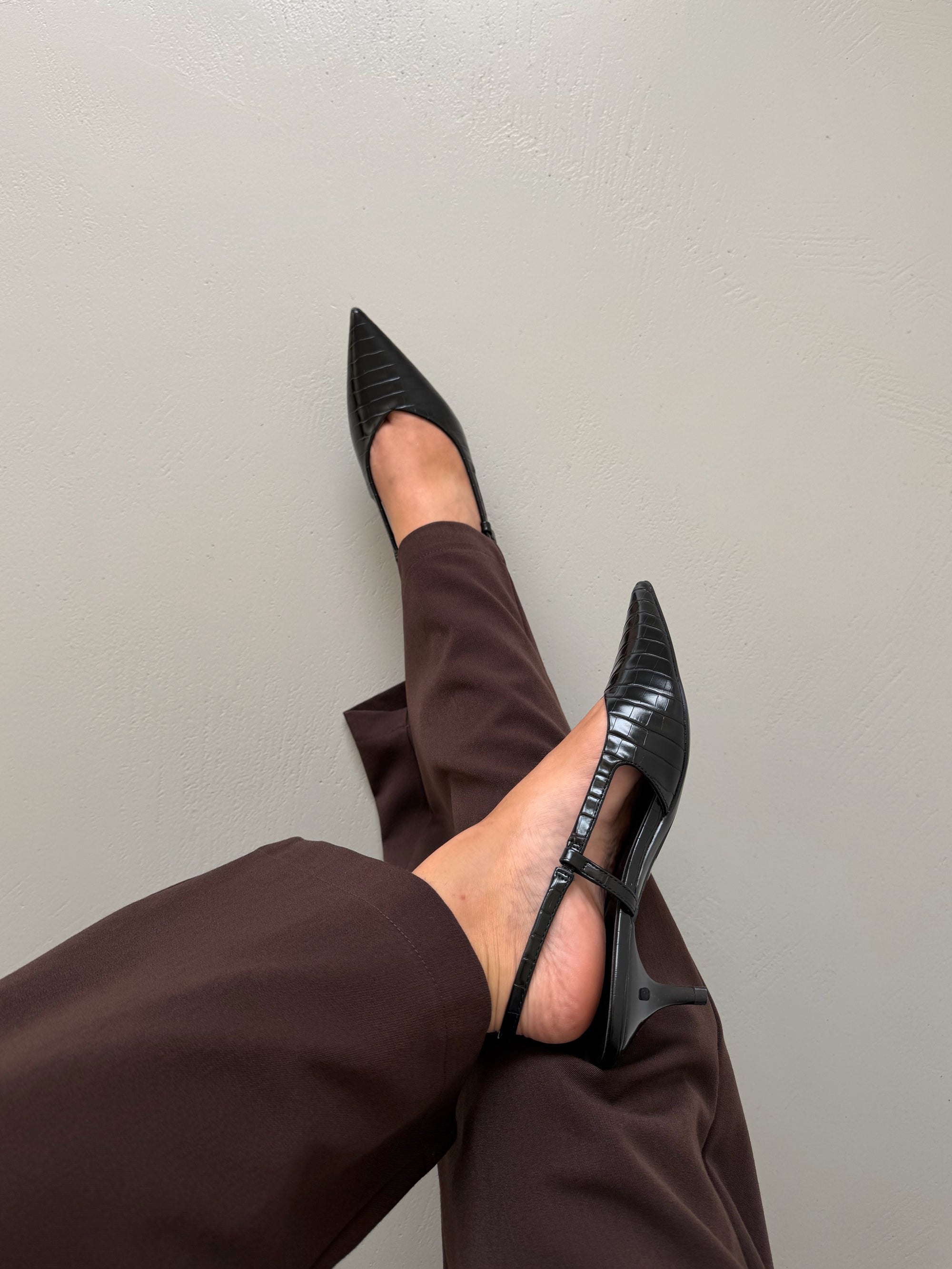 SLINGBACK KITTEN CROCO - NERO M870
