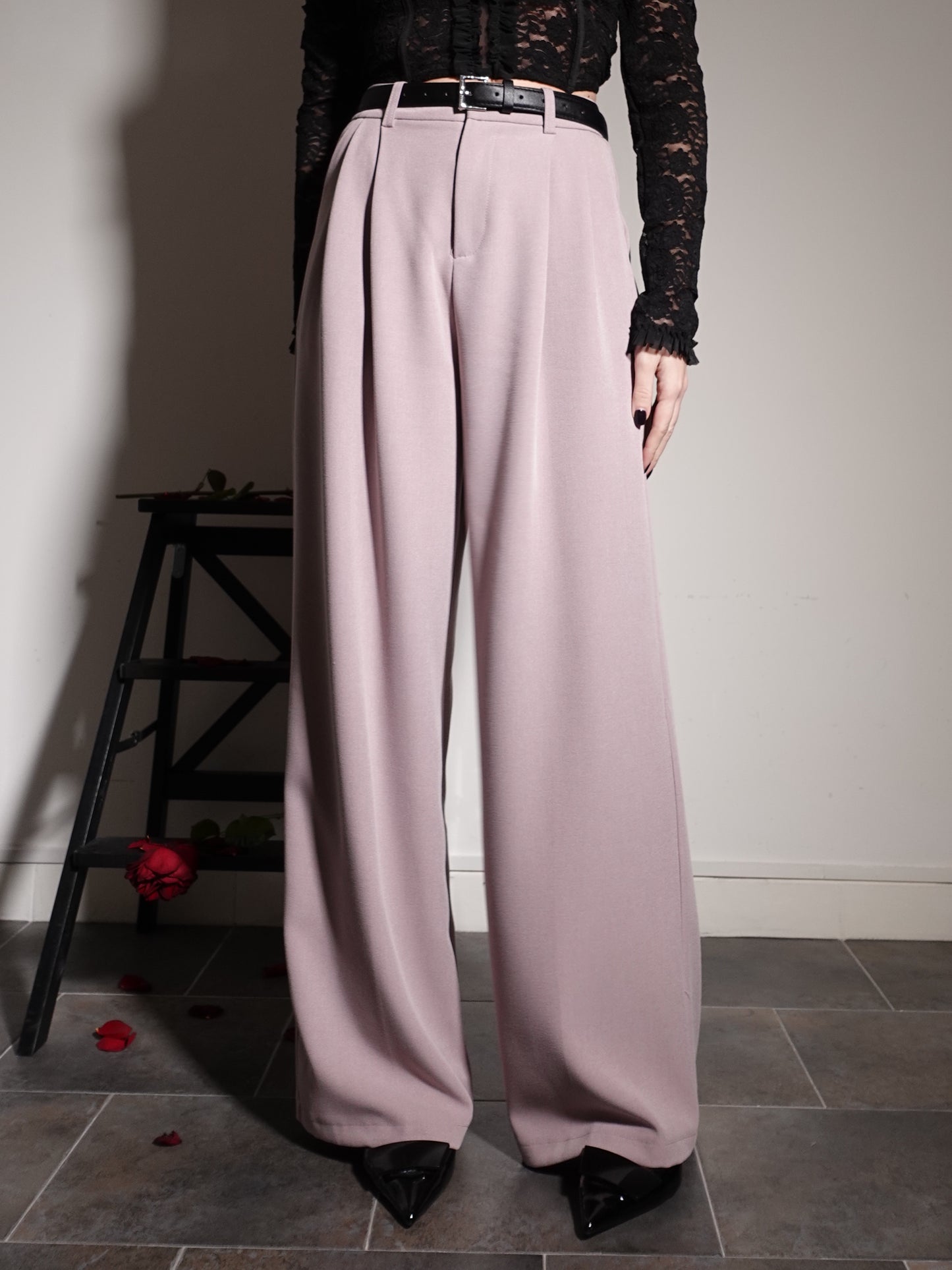 PANTALONI A PALAZZO CON CINTURA - ROSA ANTICO 68806